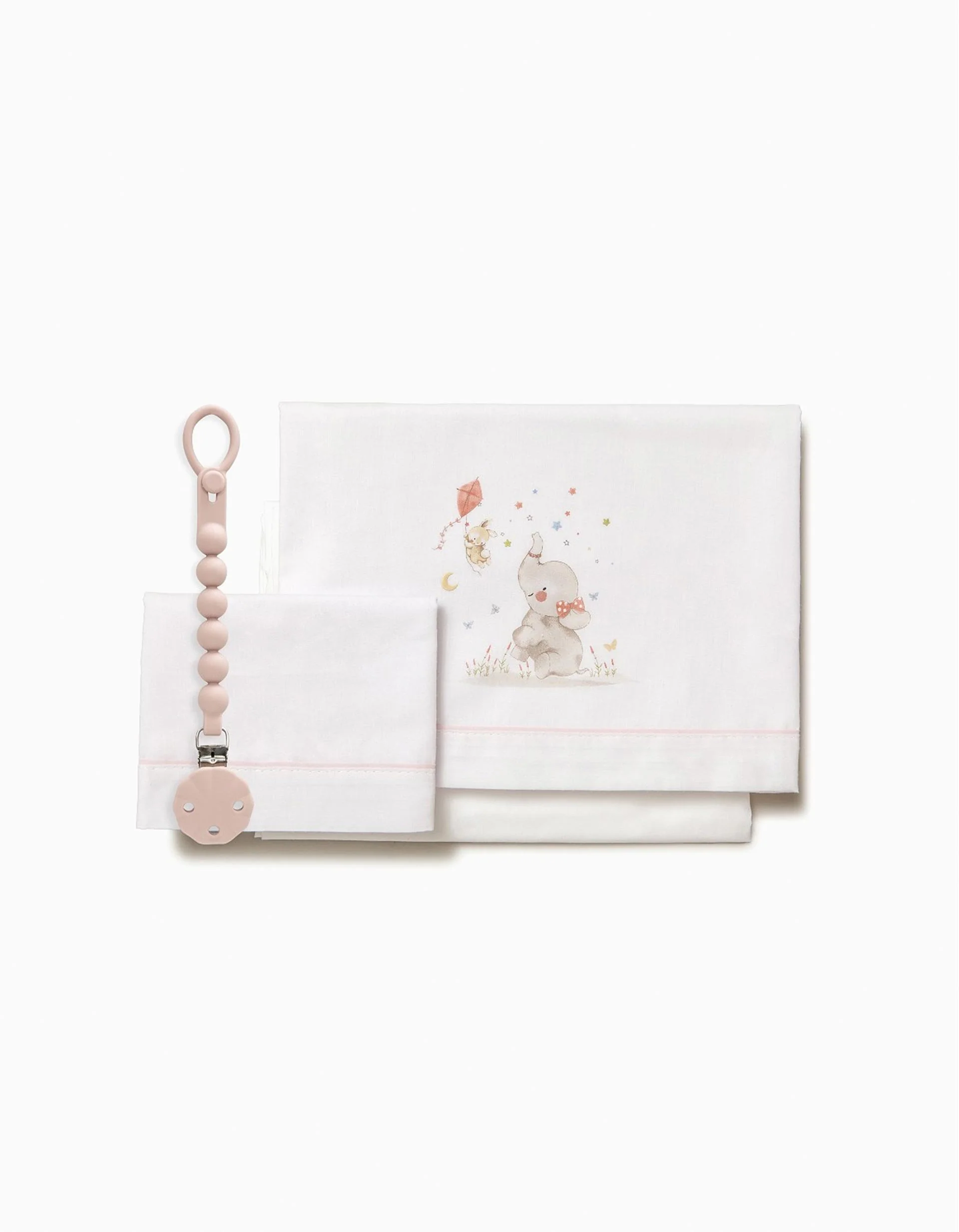Cotton Bedding Set 3 Pcs Interbaby Elephant 60X120 Cm, Pink