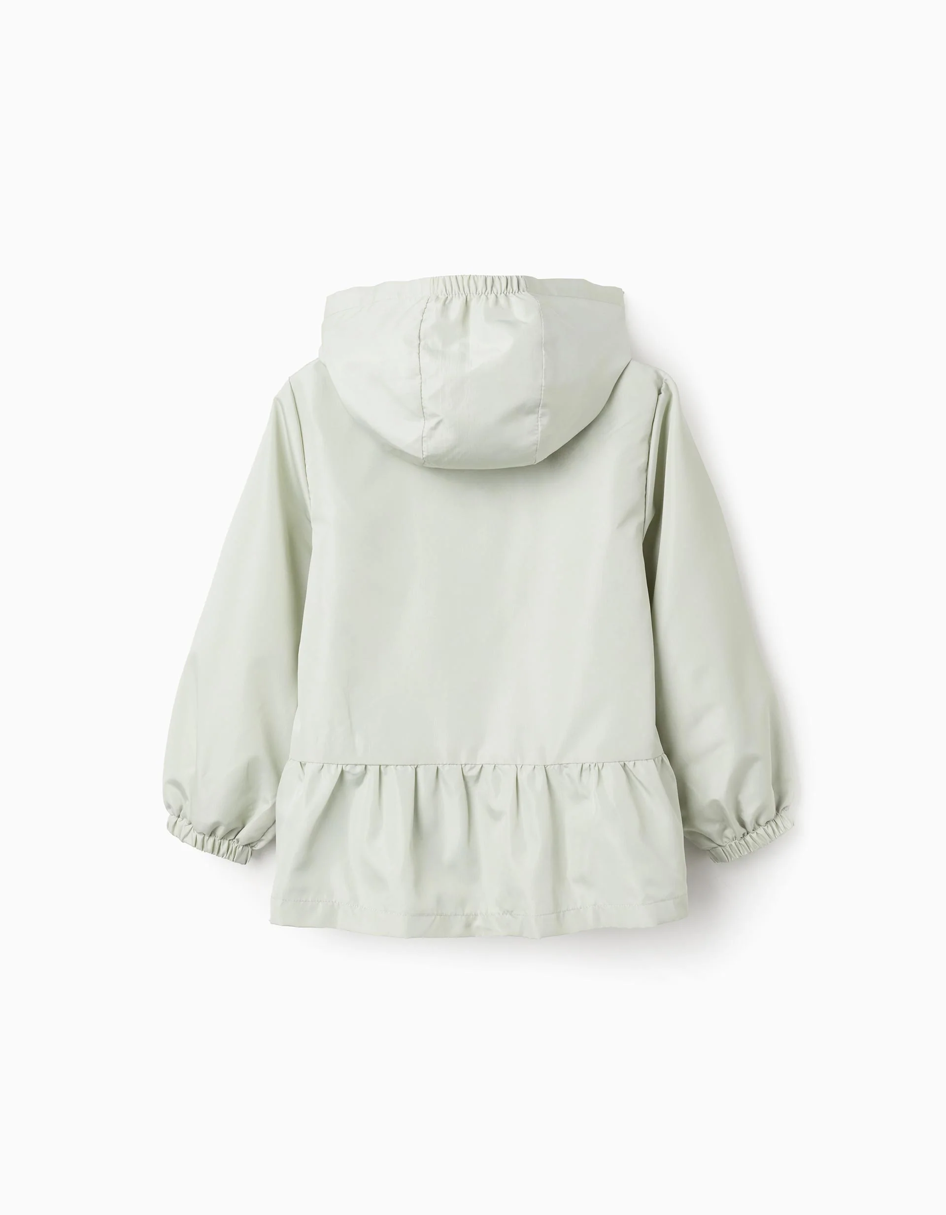 Hooded Windbreaker with Ruffles for Girls, Aqua Green
