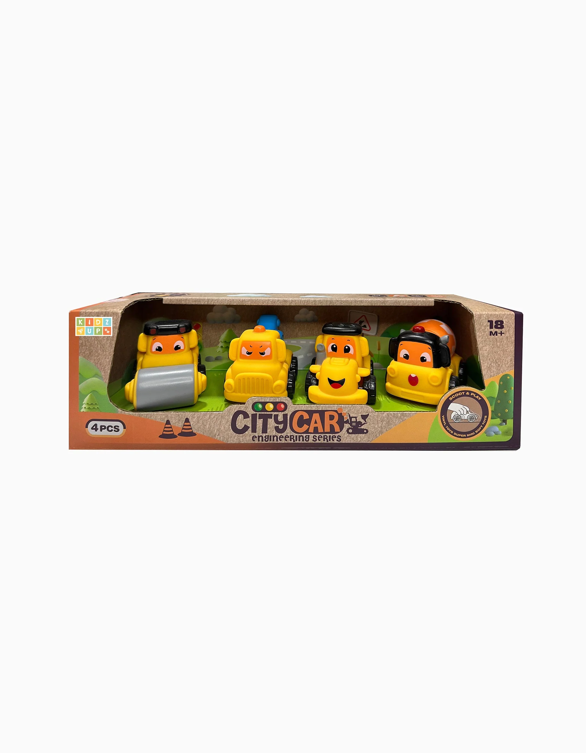 Set of 4 Construction Trucks Kidz Up 1Y+