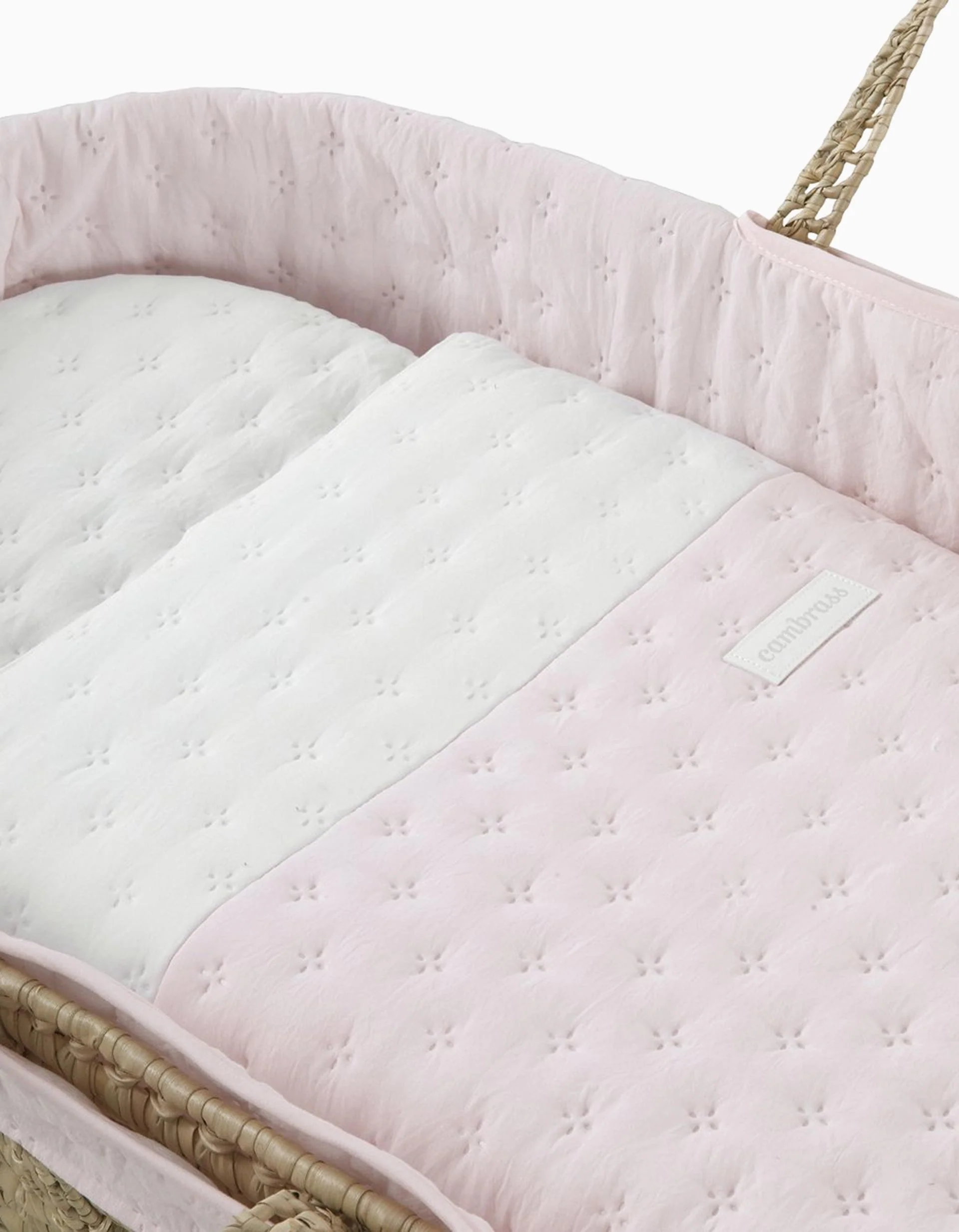 Quilted Basket Carrycot Cambrass 39x80x25 cm, Soft Pink