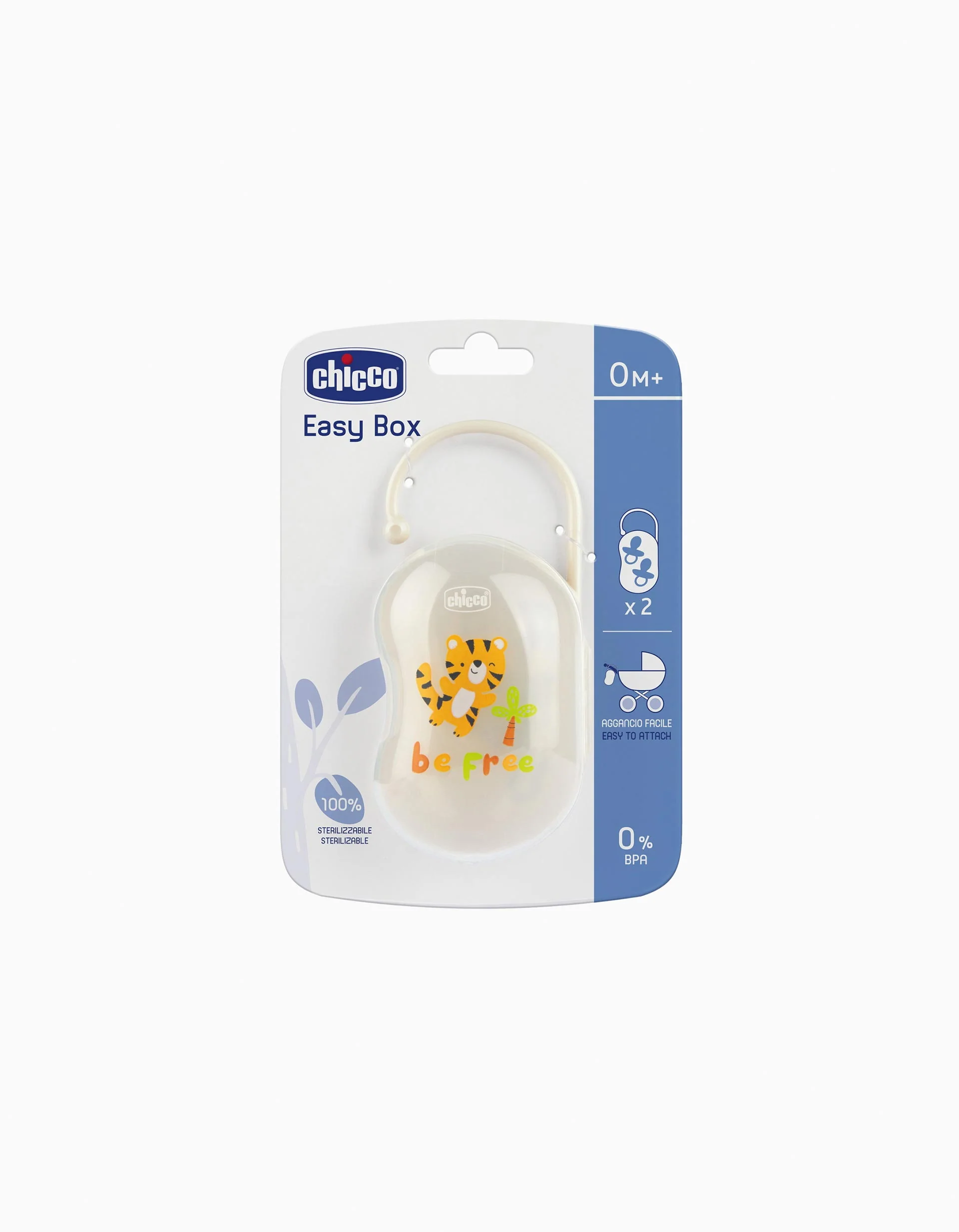 Box for 2 Chicco 0M+ Soothers, Neutral