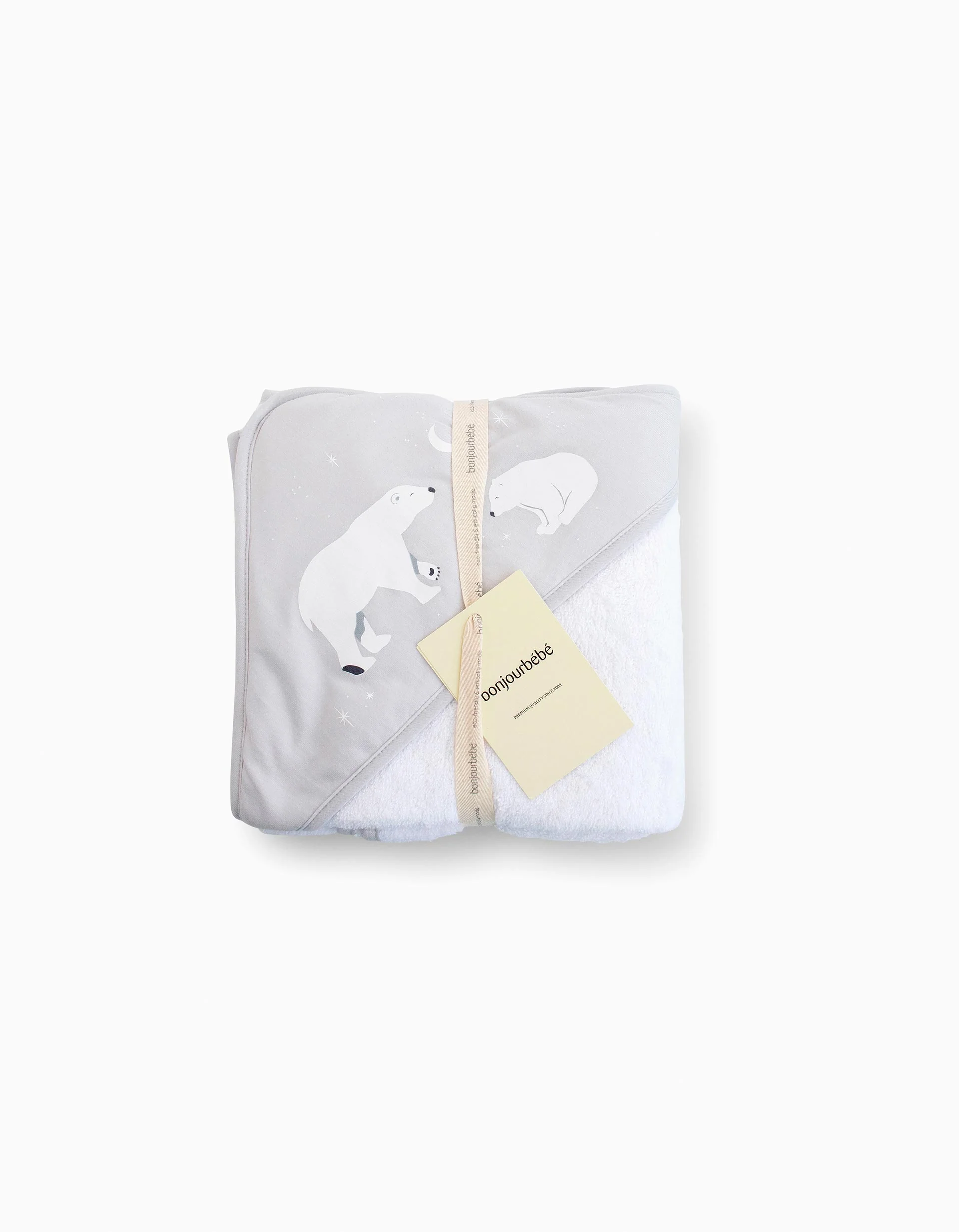 Hooded Bath Towel Bonjour Bebe 100x100 Cm, Polaris Grey