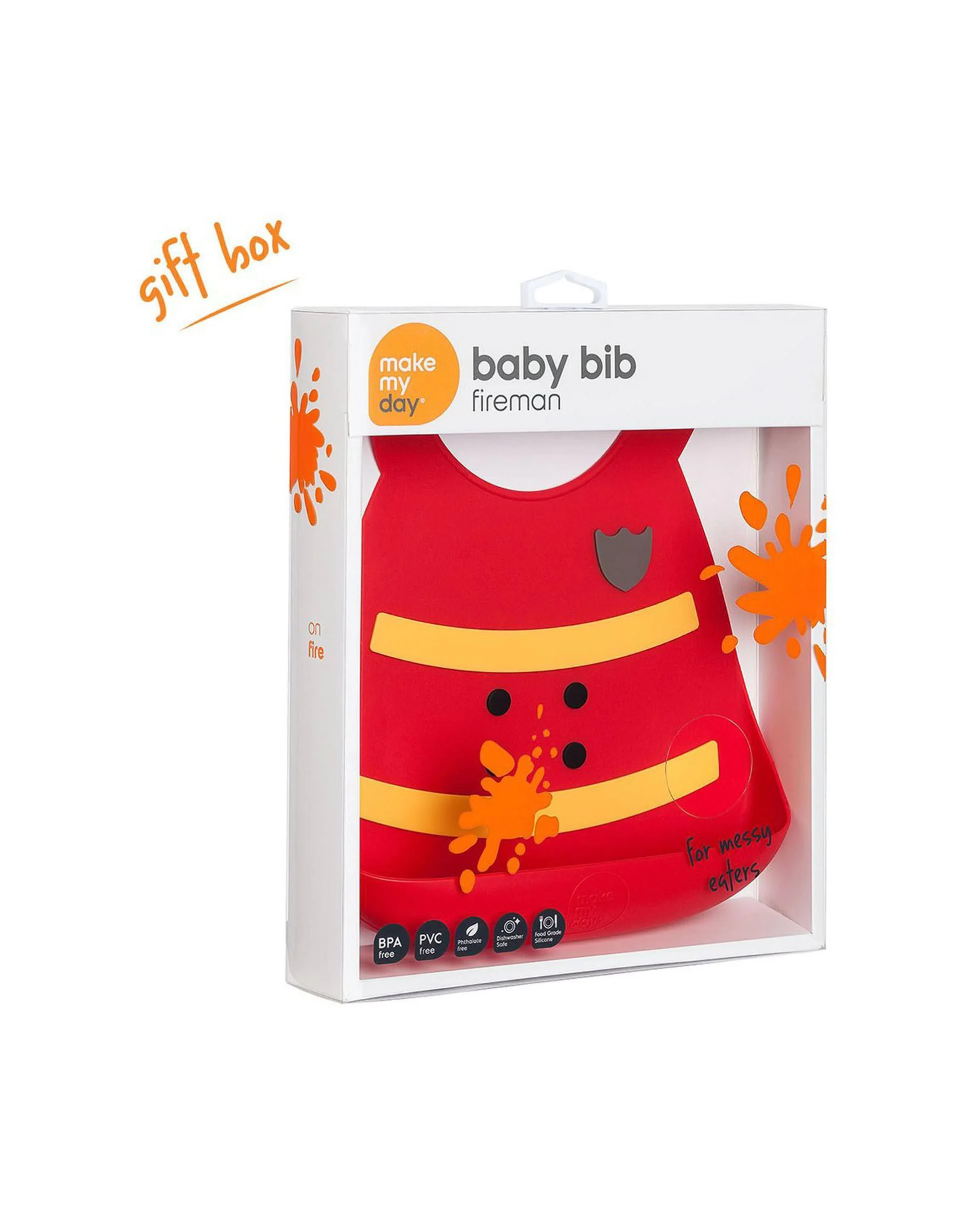 Silicone Bib Make My Day, Fireman