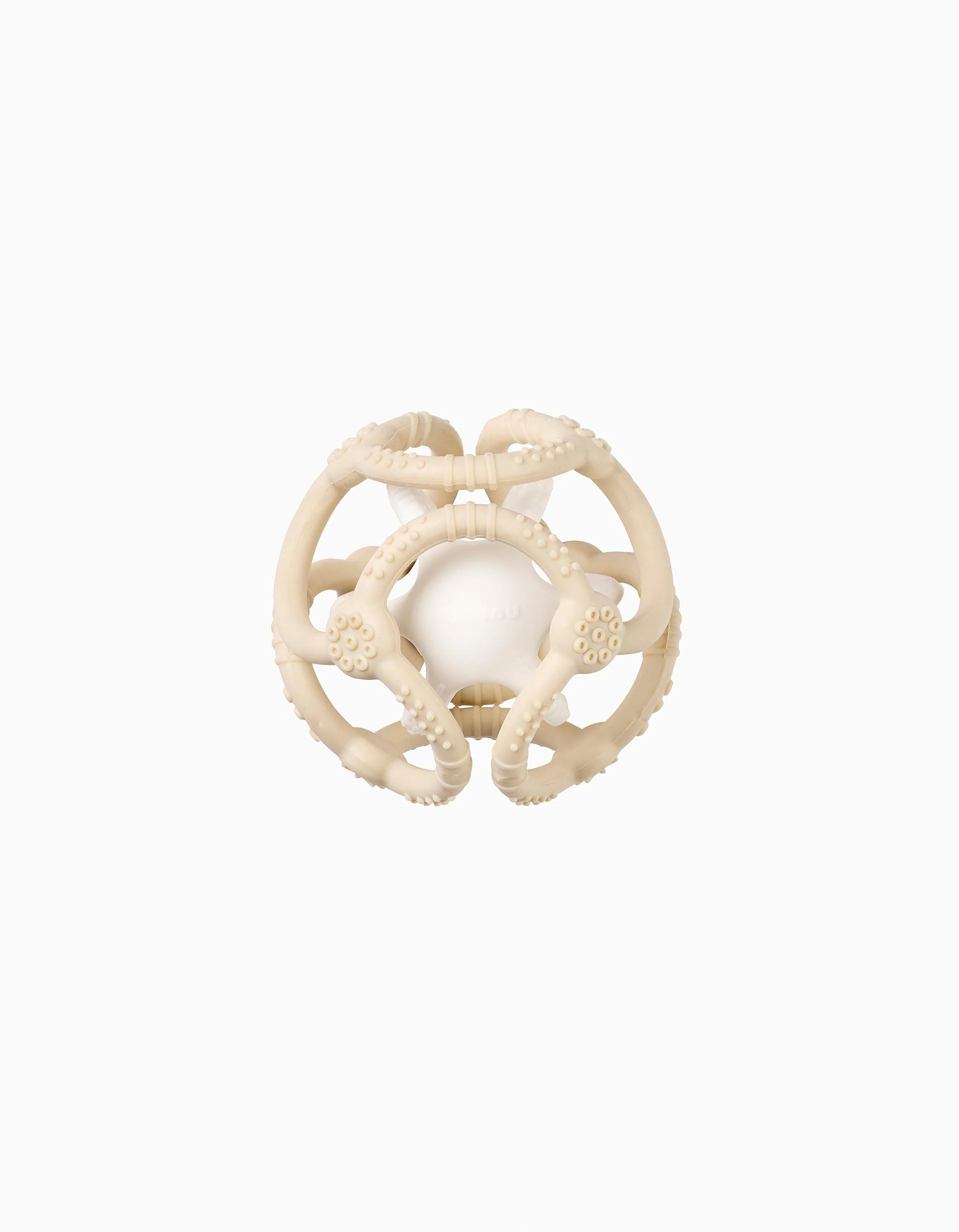 Set of 2 Teething Ring and Rattle Silicone Balls Nattou 3M+, Clay