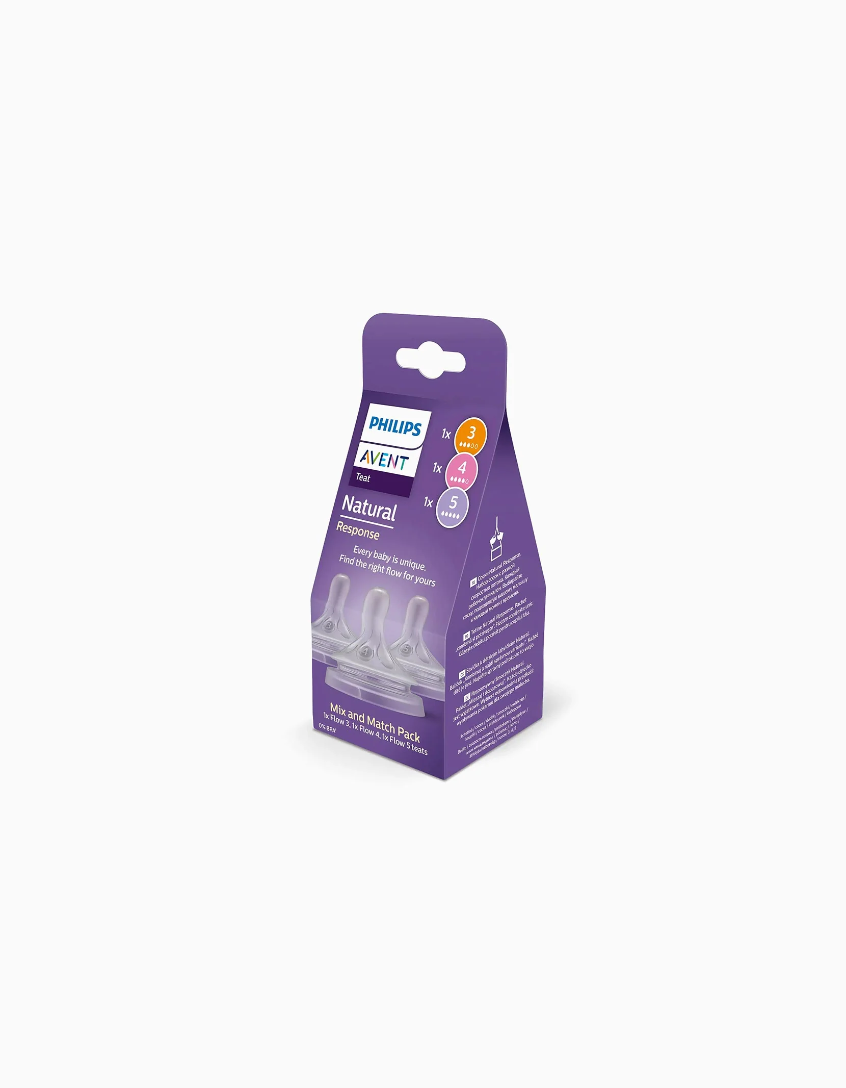 Pack of 3 Natural Response Silicone Teats Philips Avent, 1M+