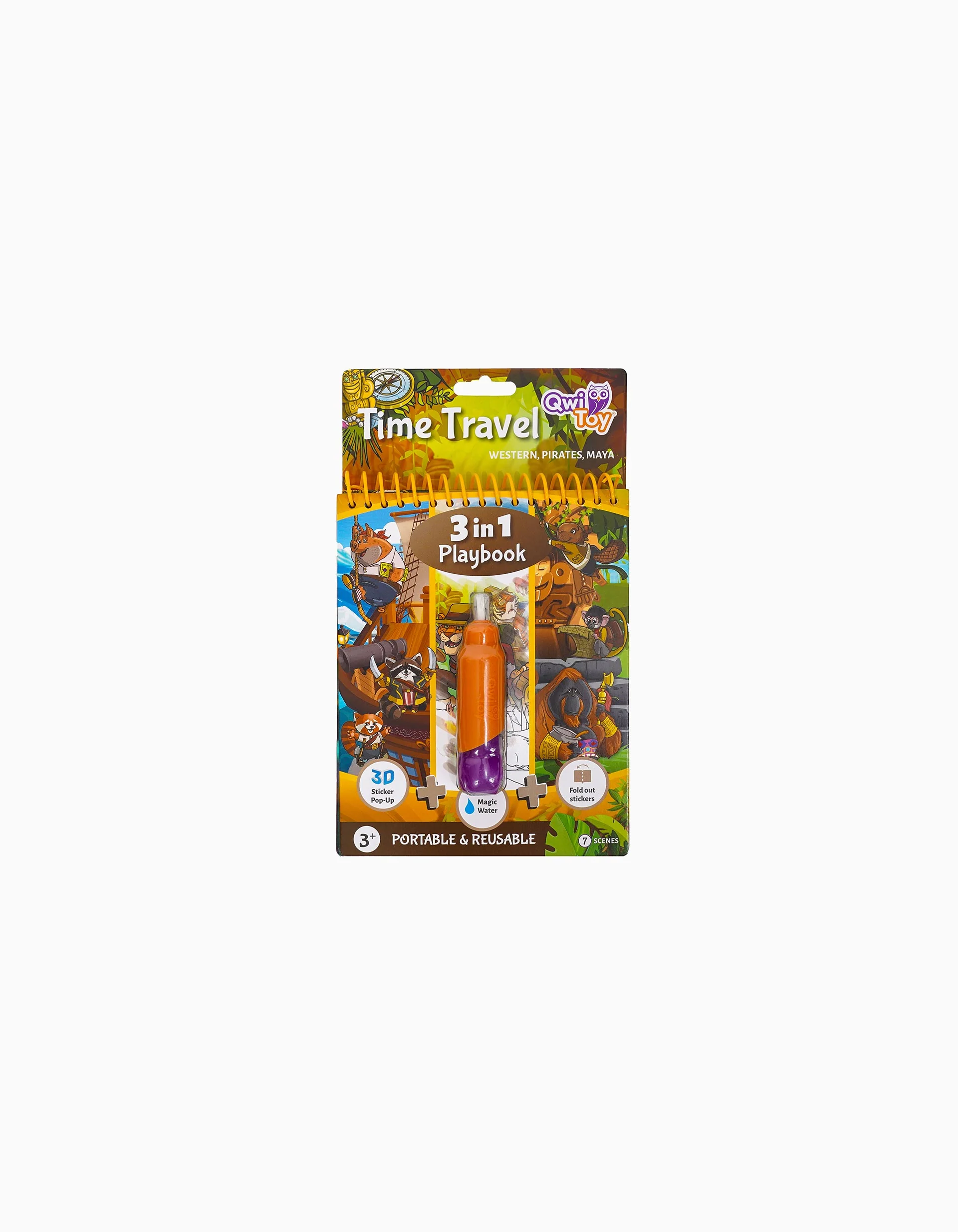 3-in-1 Magic Book with Pen and Stickers Qwitoy Time Travel 3Y+