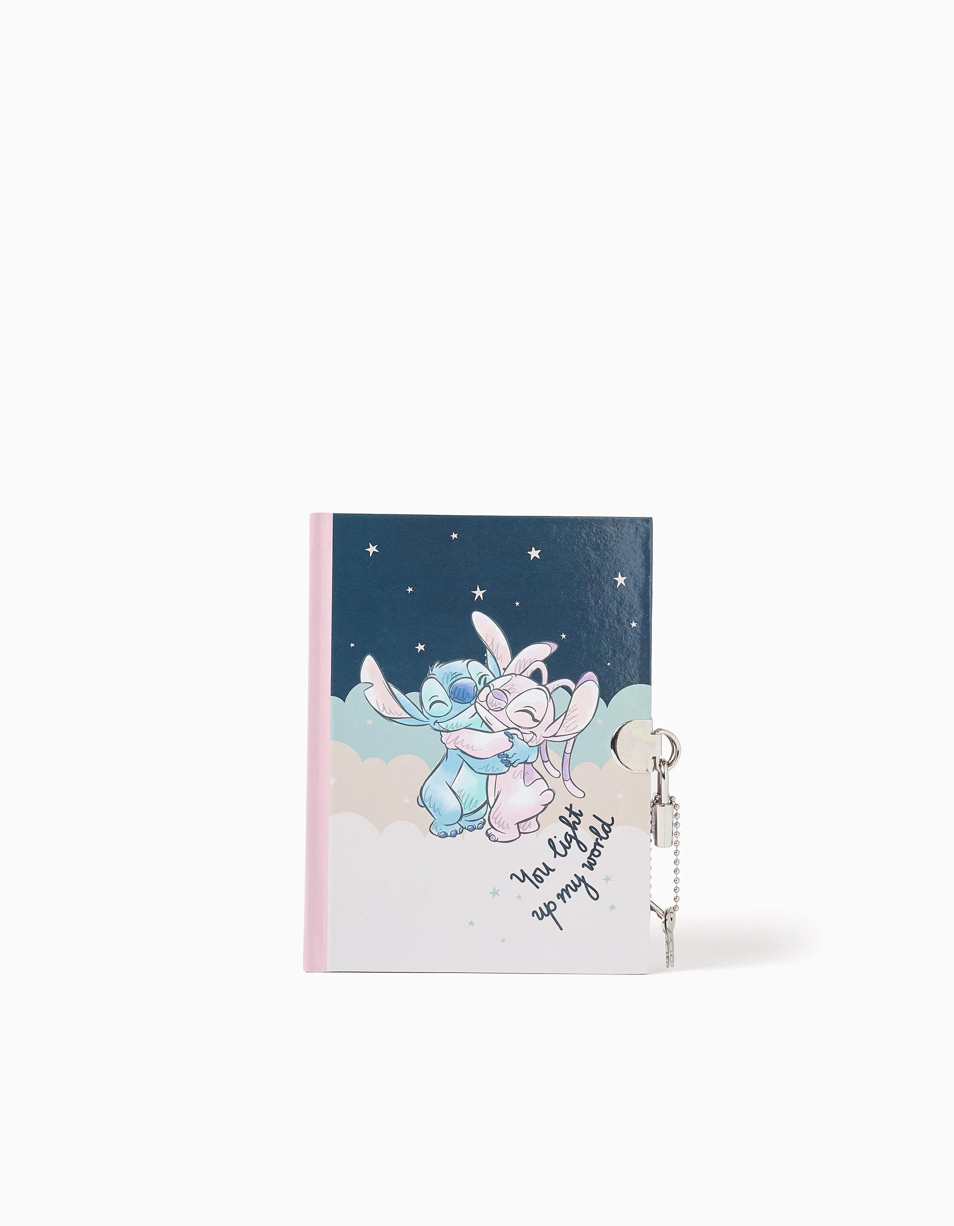 Stitch Diary with Padlock and Keys for Girls, Pink/Beige Assorted