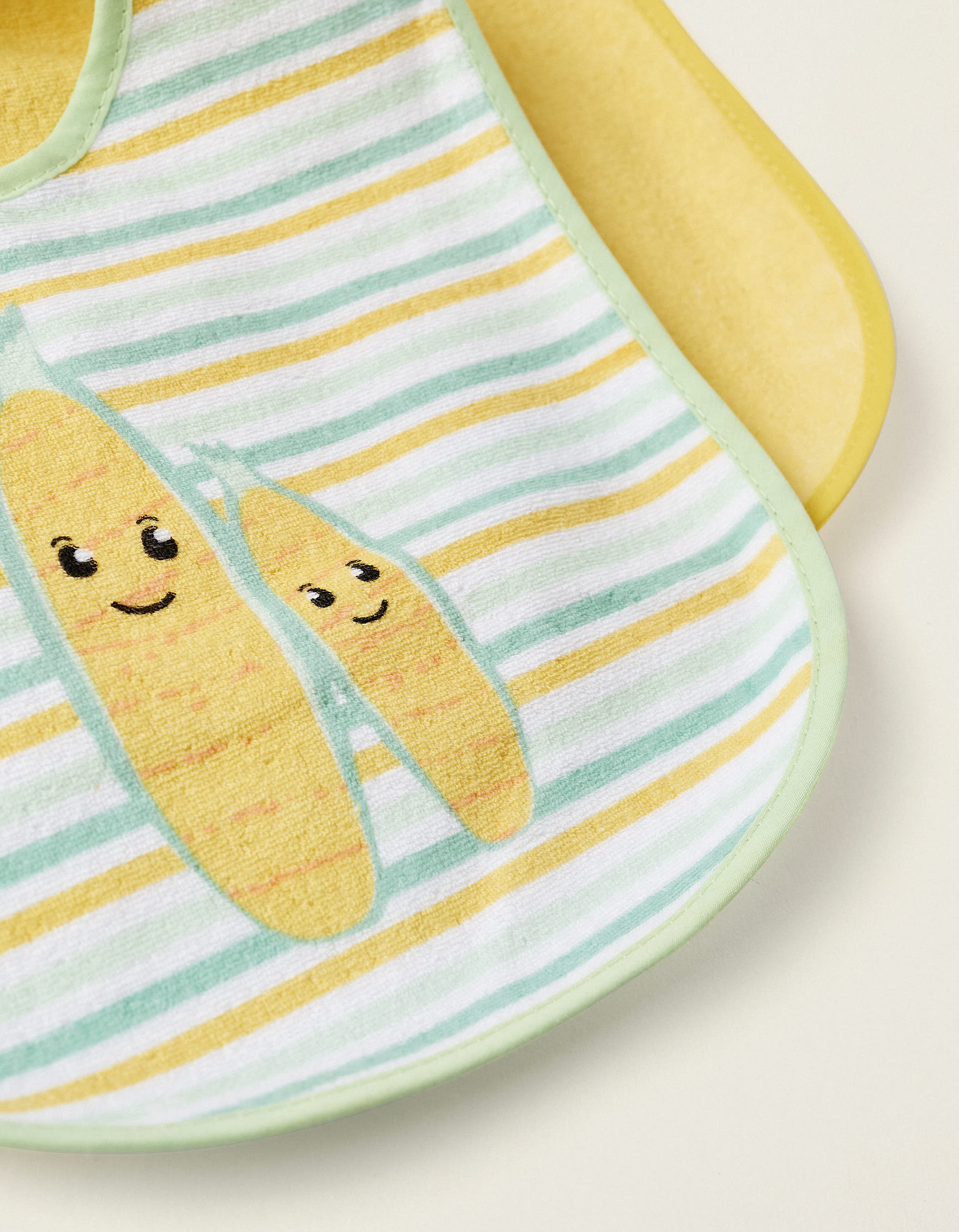 2 Yellow/Green Bibs ZY Baby