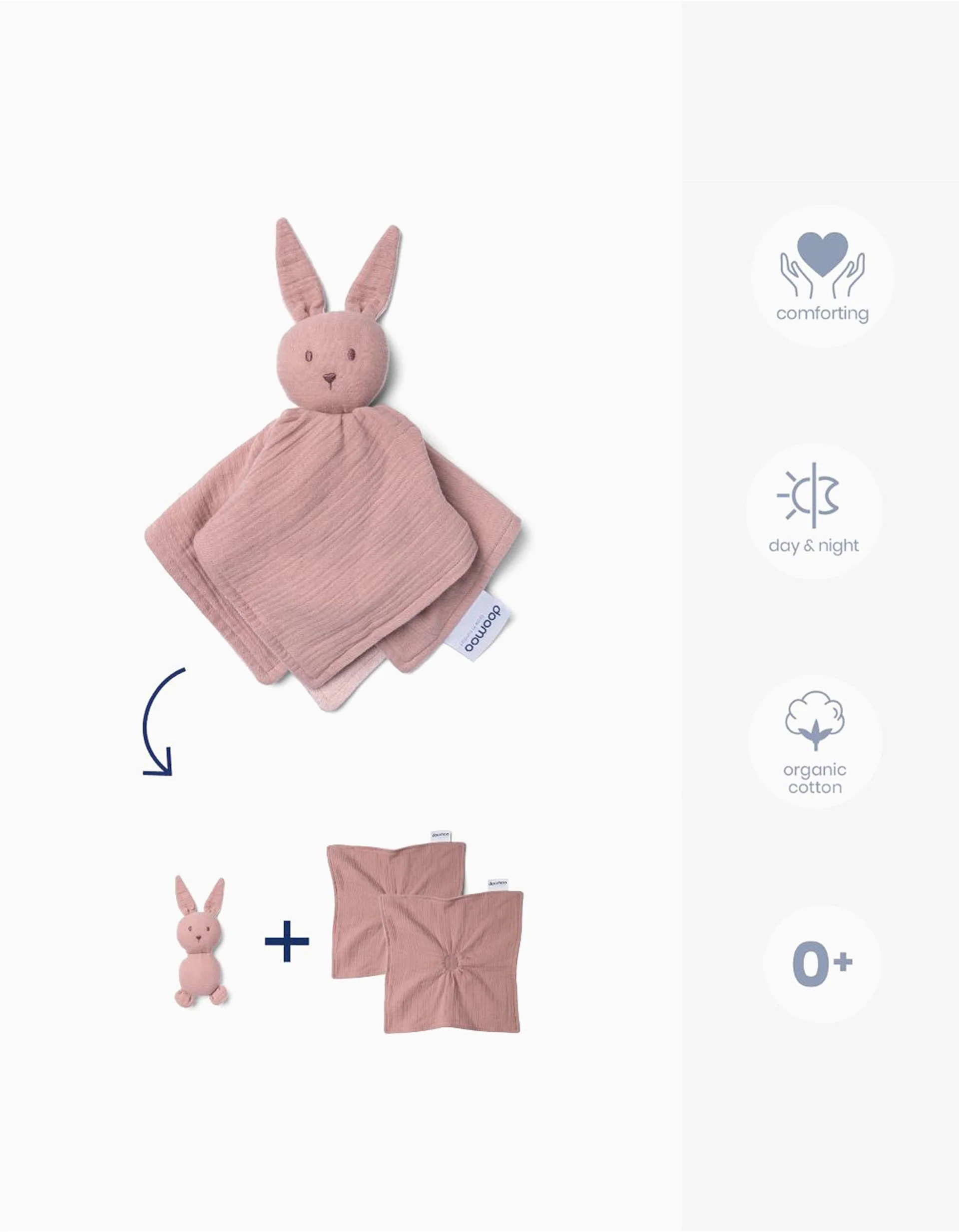 Doudou Doomoo You & Me Bunny Pink 0M+