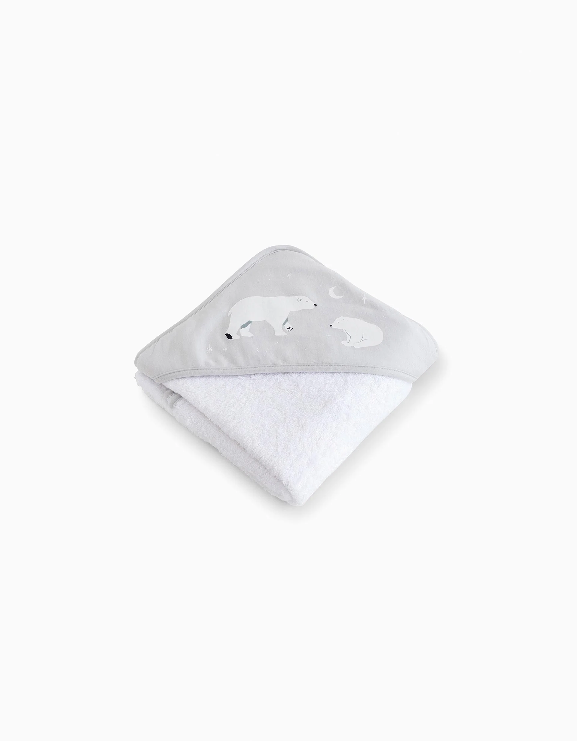 Hooded Bath Towel Bonjour Bebe 100x100 Cm, Polaris Grey