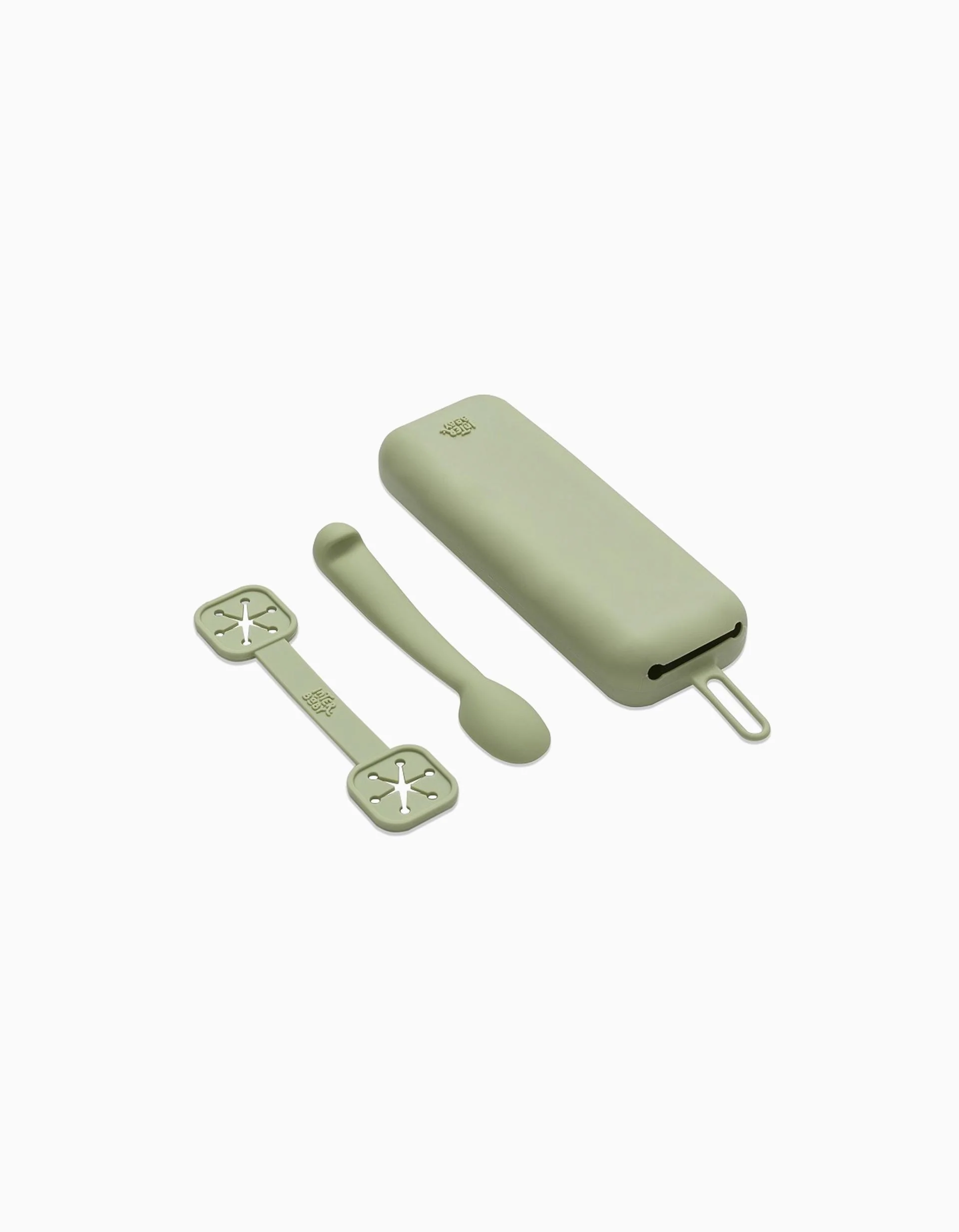 Set of Silicone Case + Spoon + Bib Holder Interbaby 6M+, Green