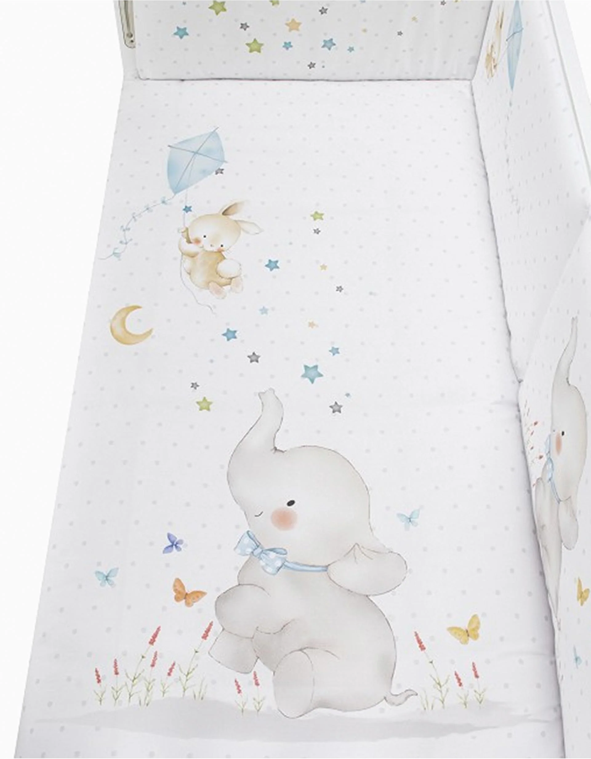 Duvet and Cot Bumper Interbaby Elephant 60x120 Cm, Blue