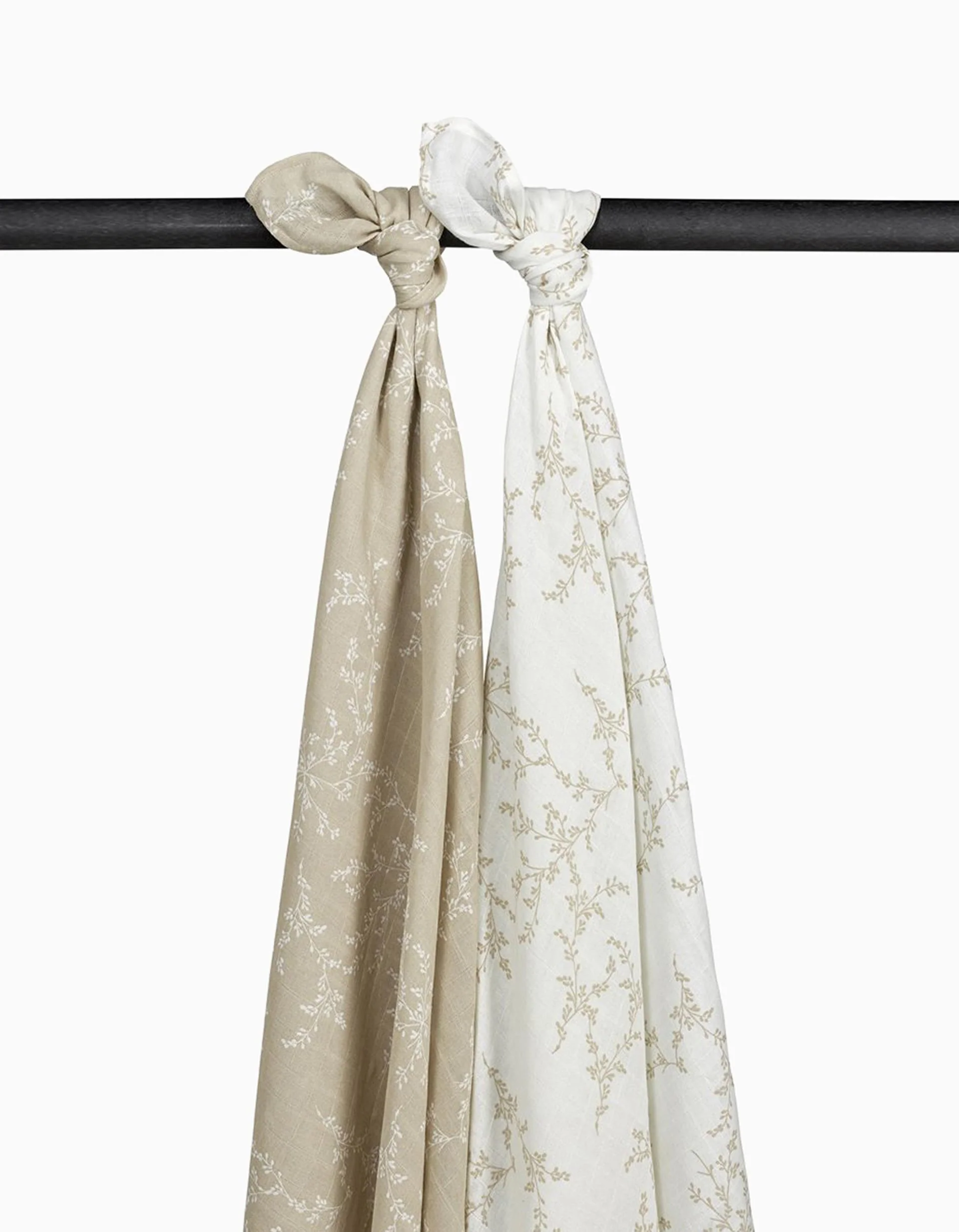 Pack of 2 Meyco Muslin Squares 120x120 cm, Branches Sand