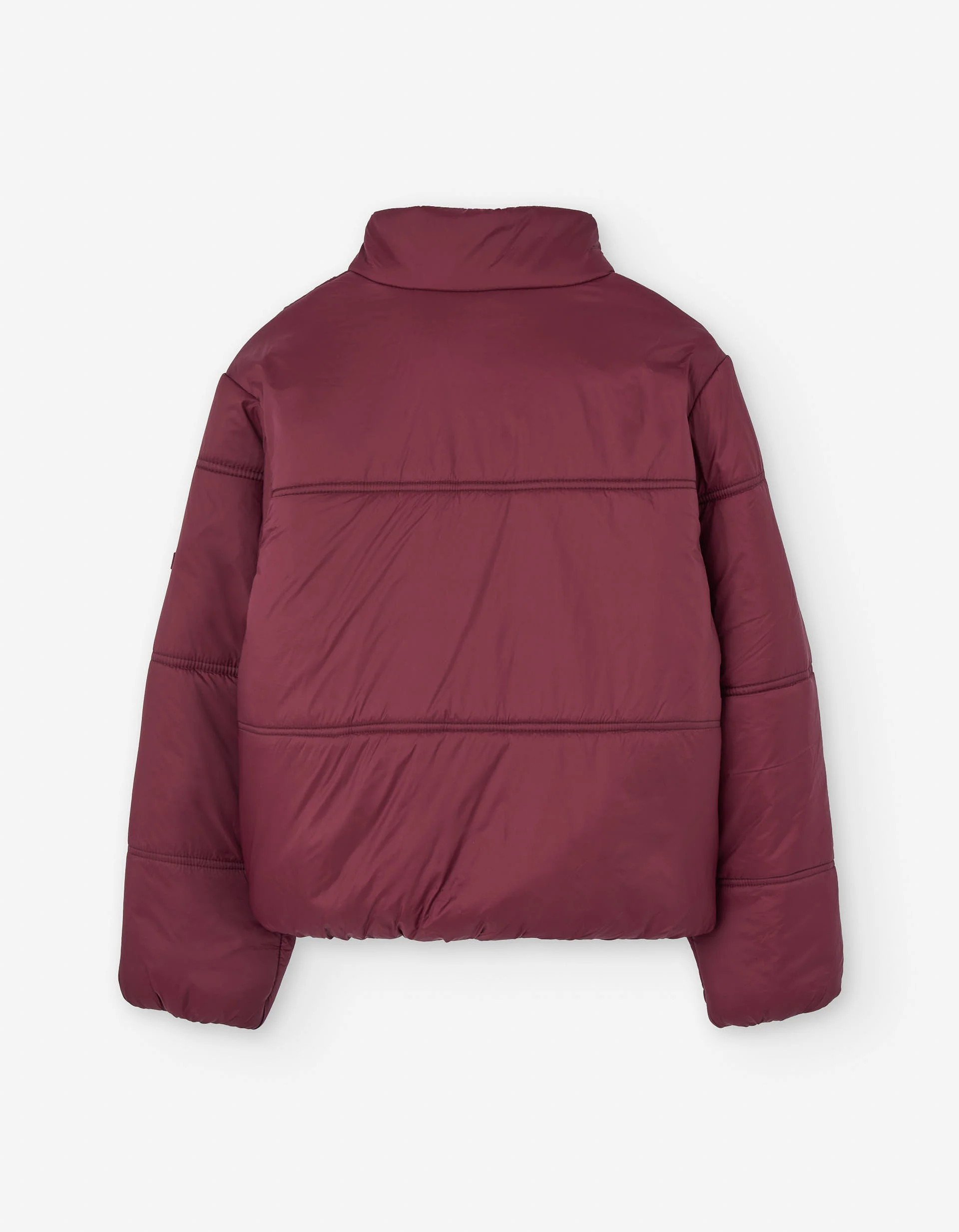 Puffer jacket with pockets for girls, dark red