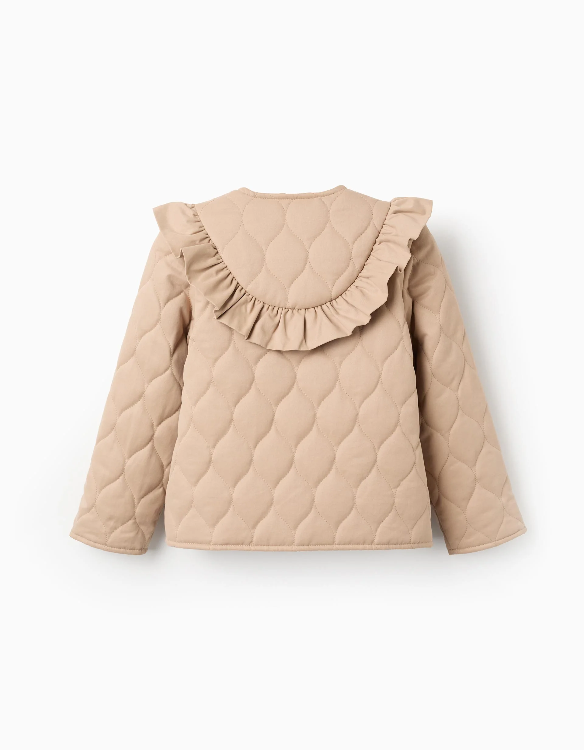 Padded Jacket with Ruffles for Girls, Beige