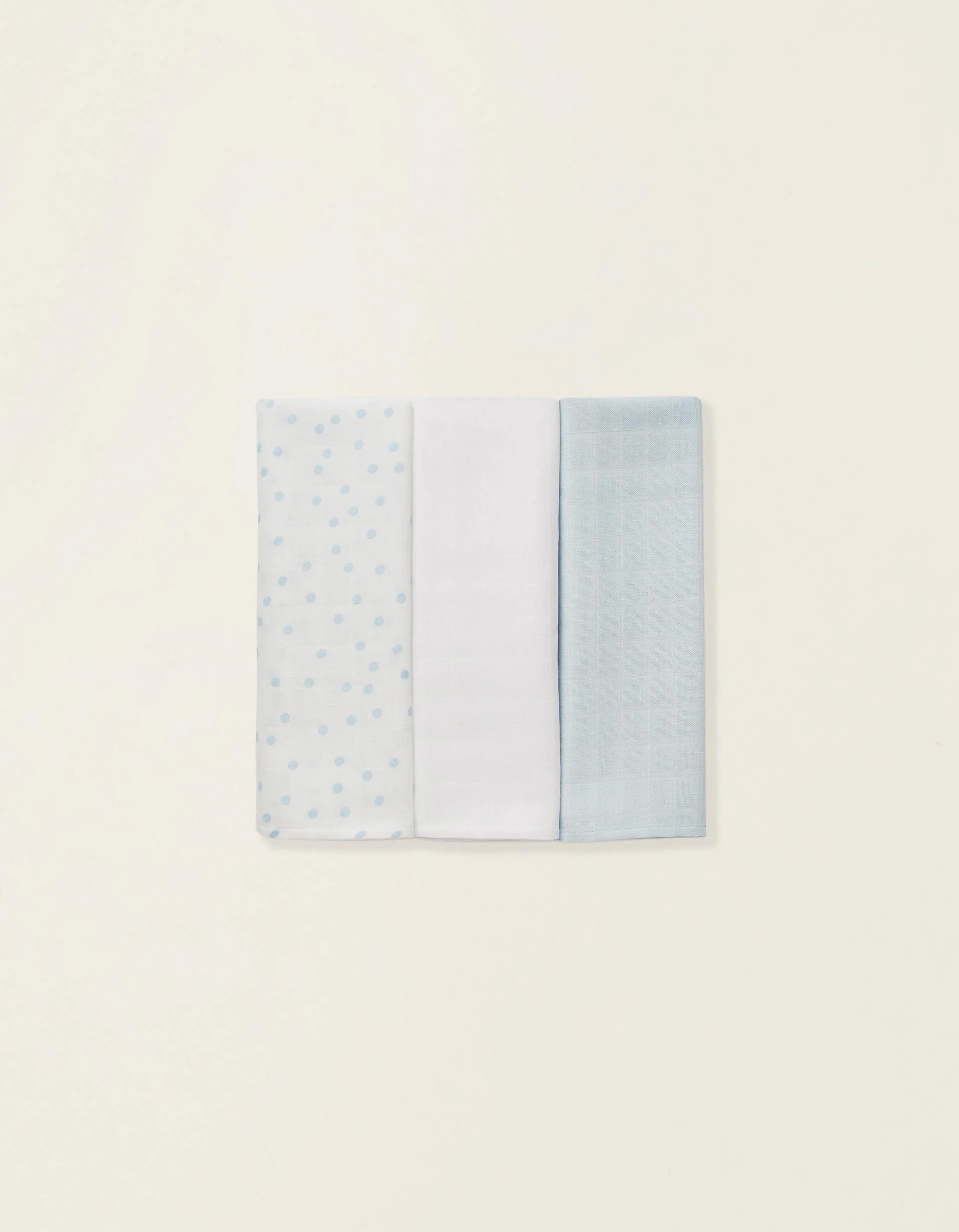 3 Muslin Squares 65 X 65 CM ZY BABY BLUE