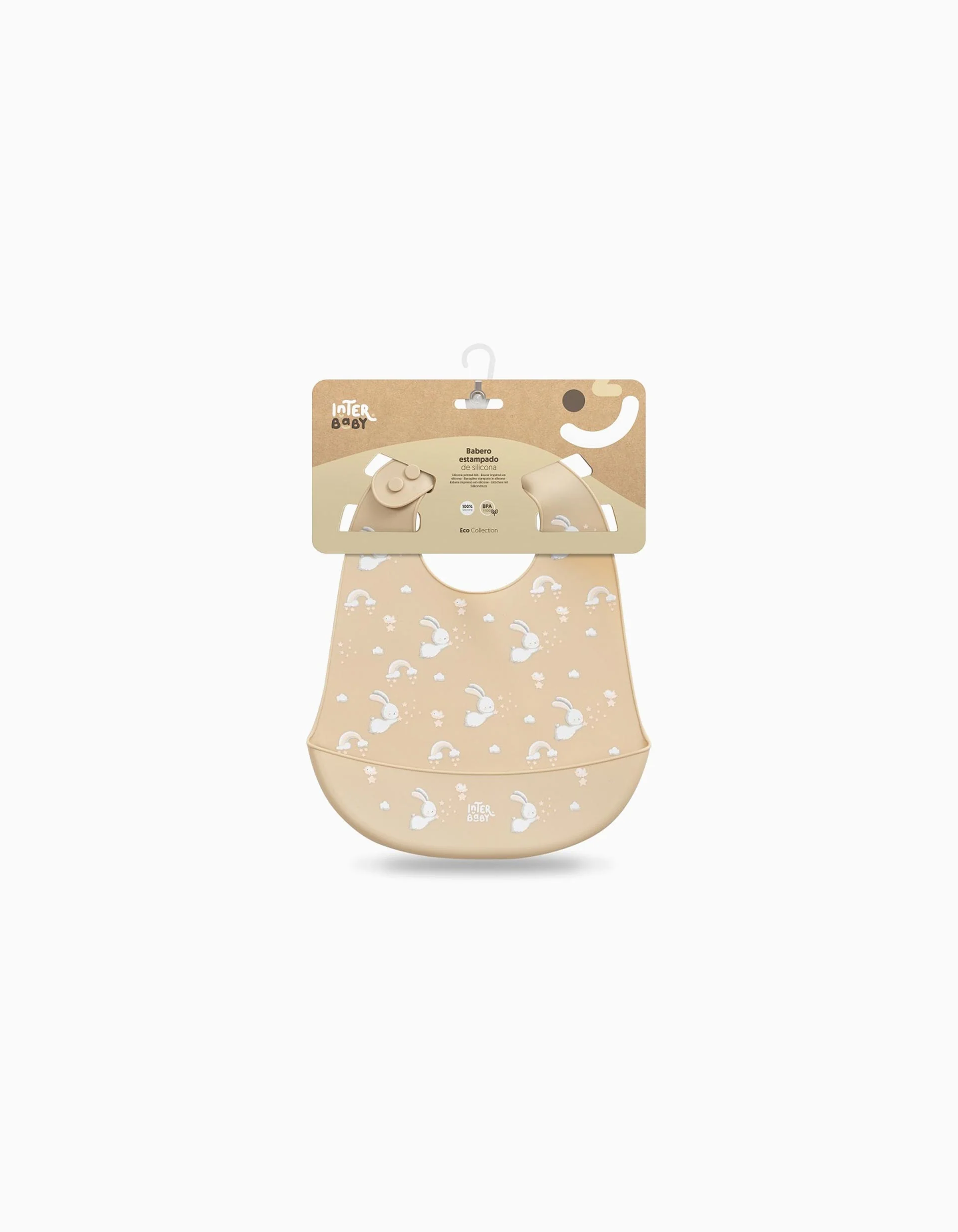 Silicone Bib Rabbits Interbaby, Beige