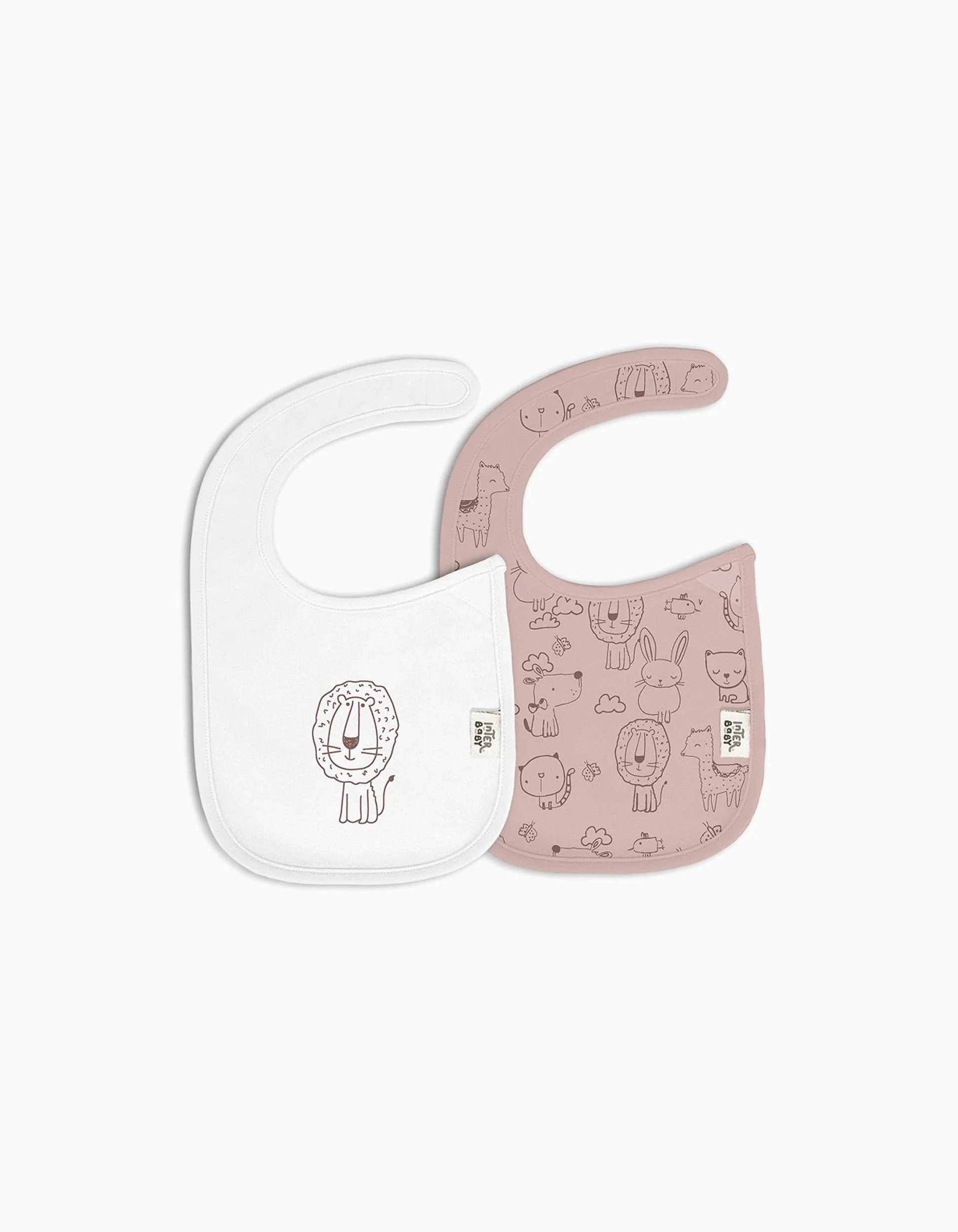 Pack of 2 Waterproof Bamboo Bibs Interbaby, Pink/White