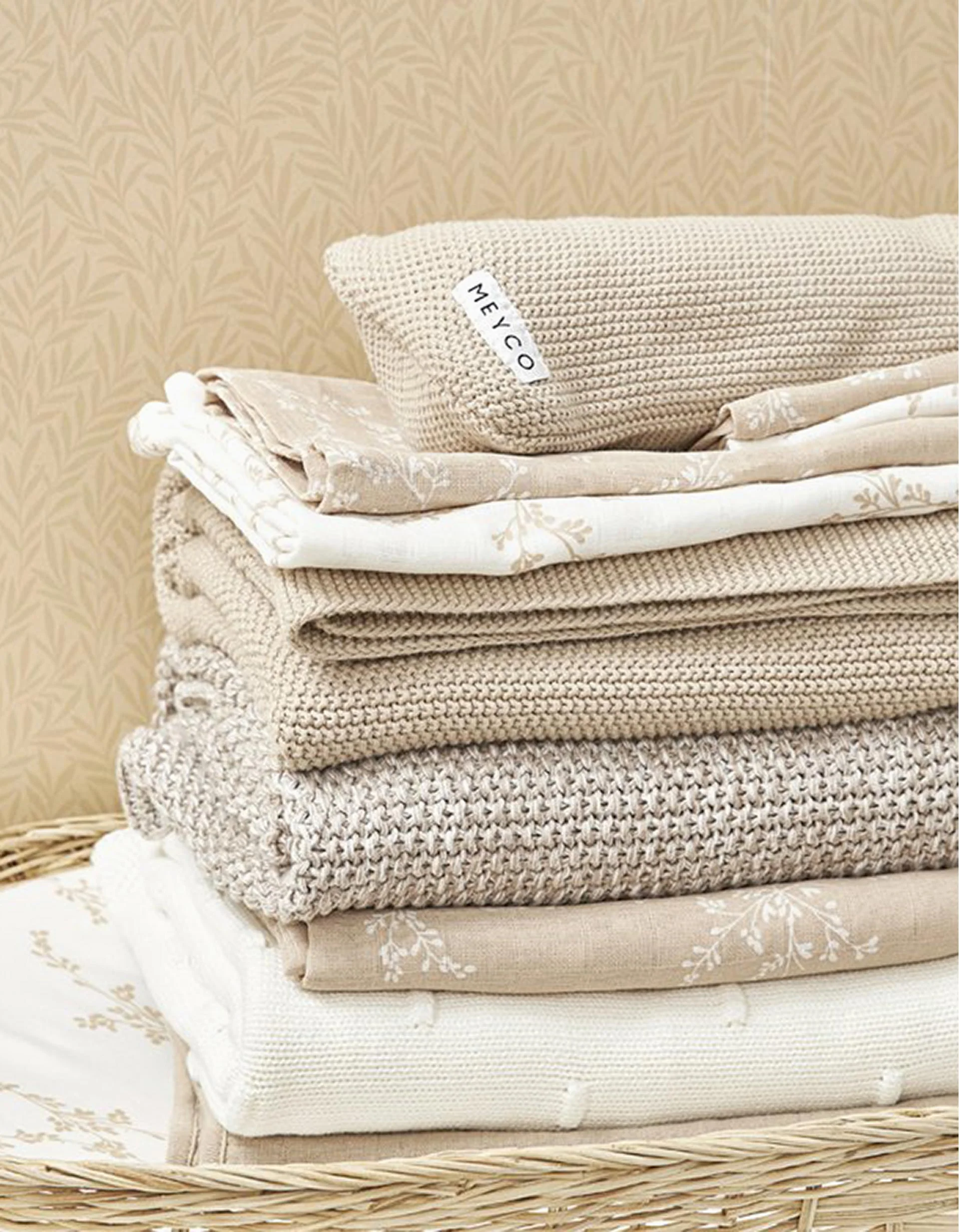 Pack of 3 Meyco Muslin Squares 70x70 cm, Branches Sand