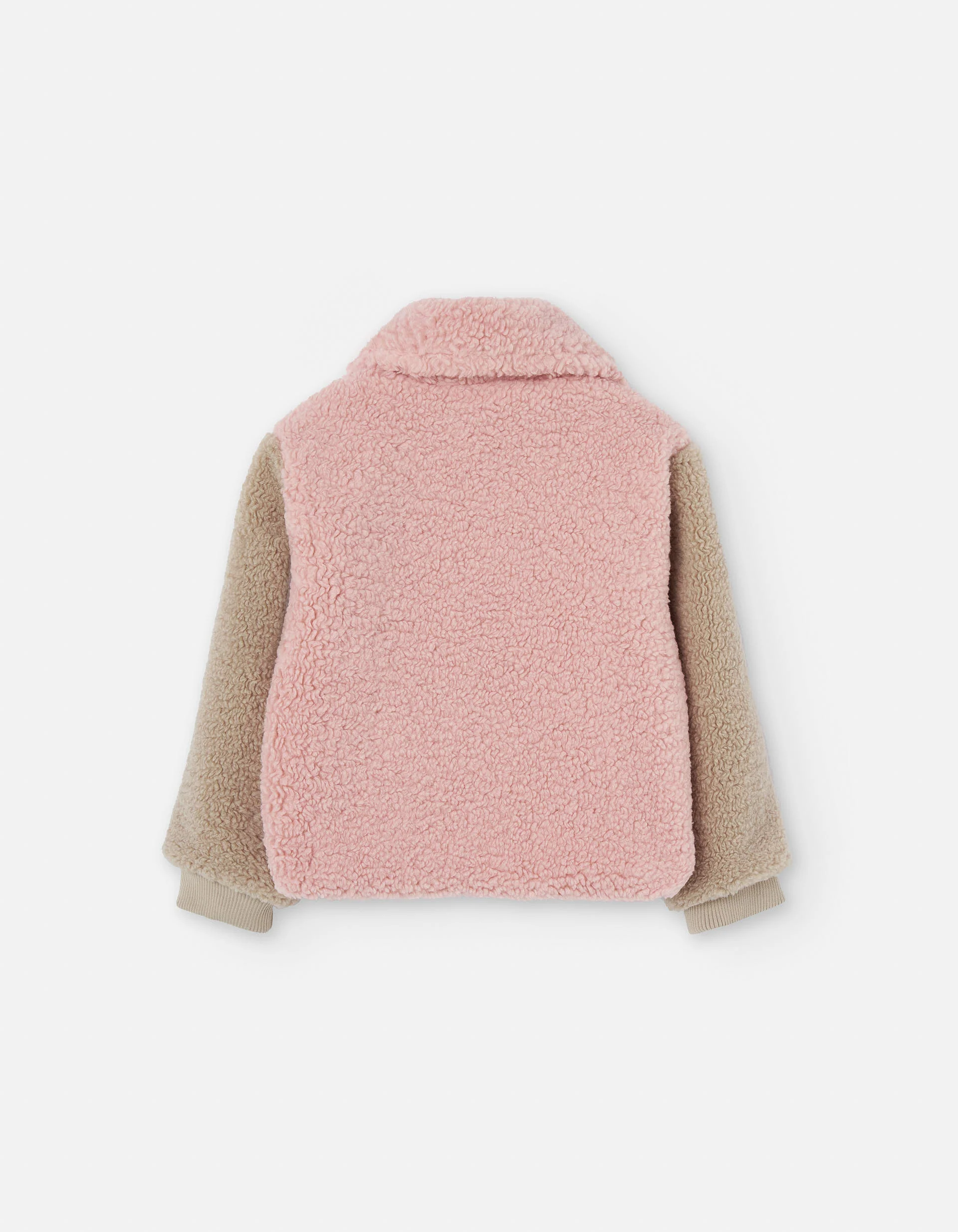 Synthetic sherpa jacket for girls, light pink/brown