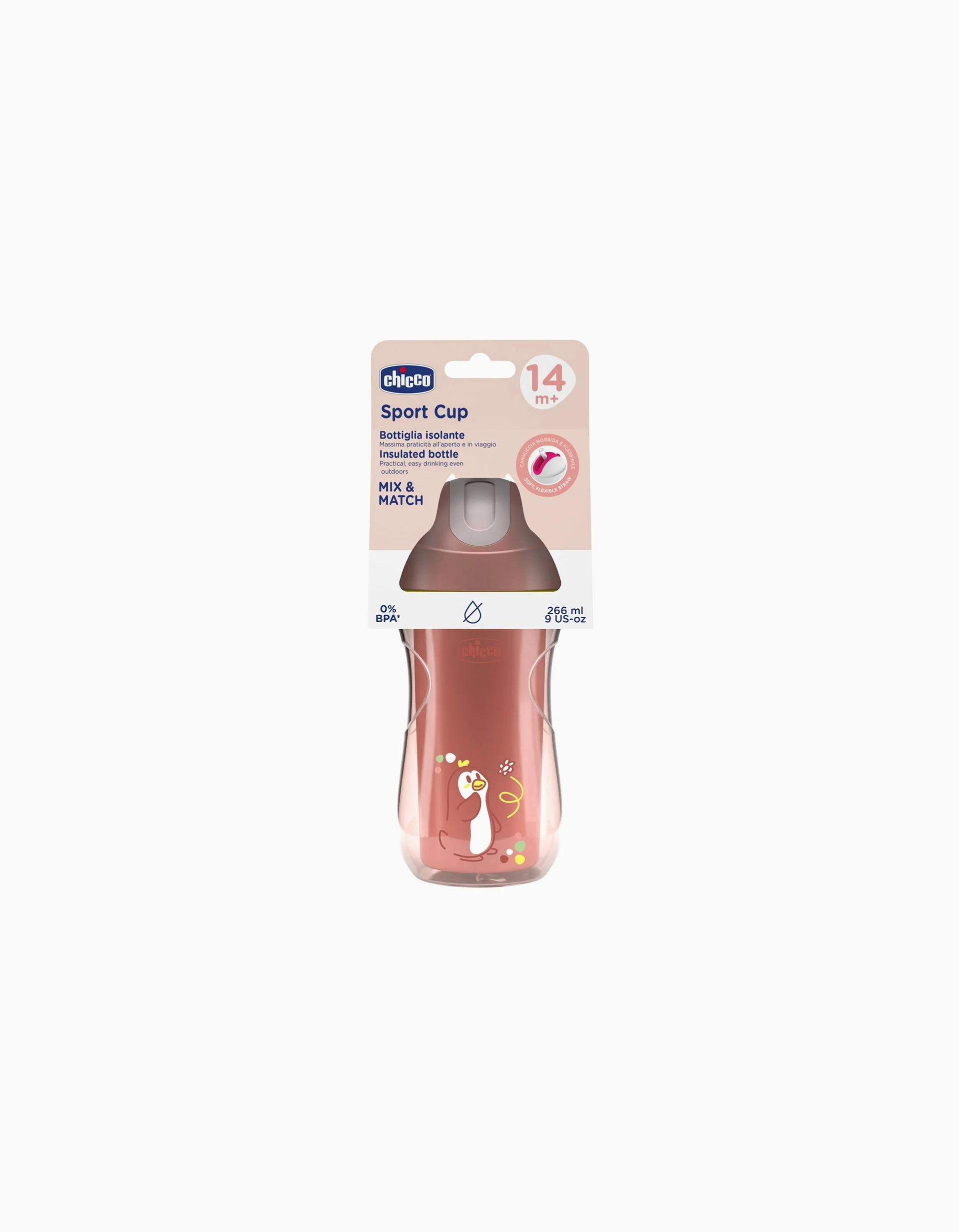 Chicco Insulated Cup with Straw 14M+, Pink