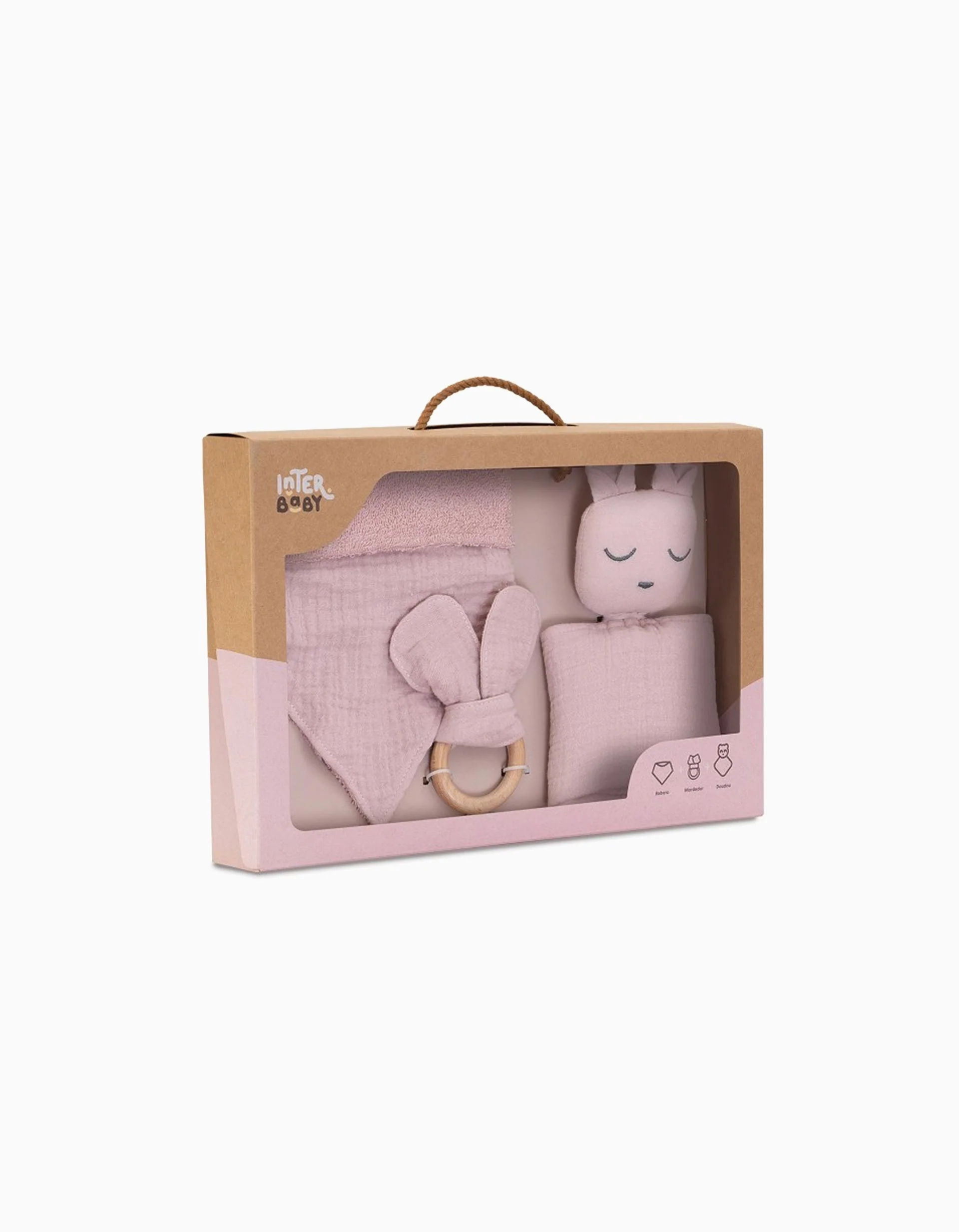 Set Doudou + Bandana + Teether Interbaby 0M+, Pink