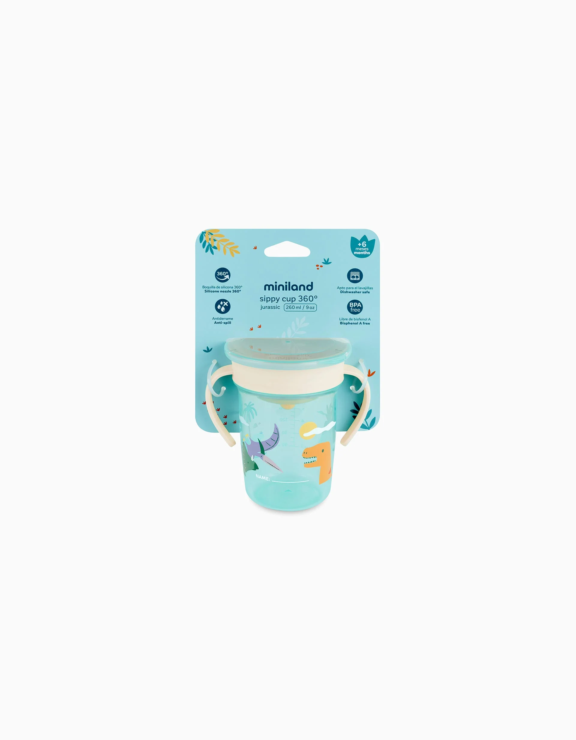 Jurassic Sippy Cup 360º 270ml by Miniland, 6M+