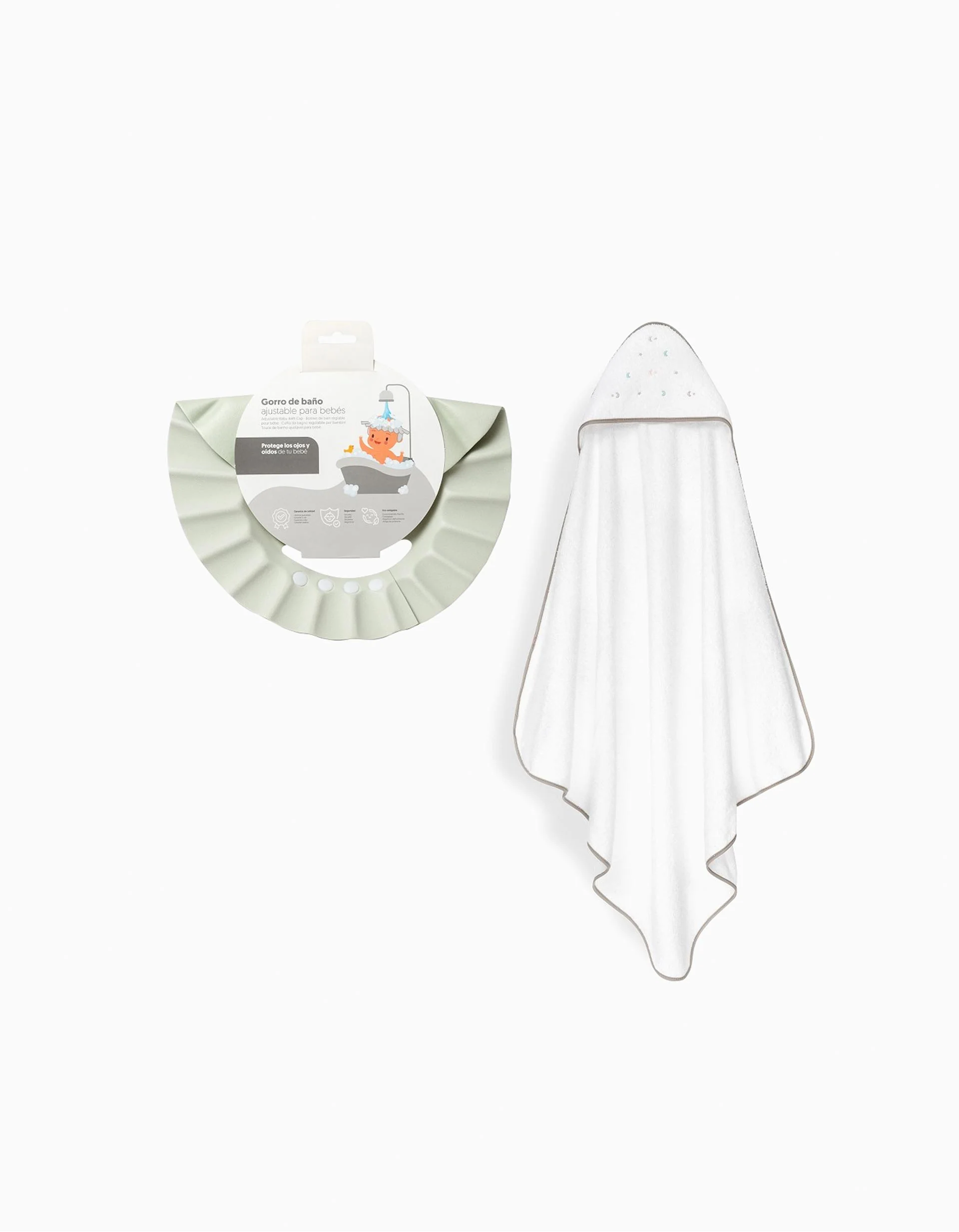 Hooded Bath Towel Interbaby Stars 100x100 cm, Beige