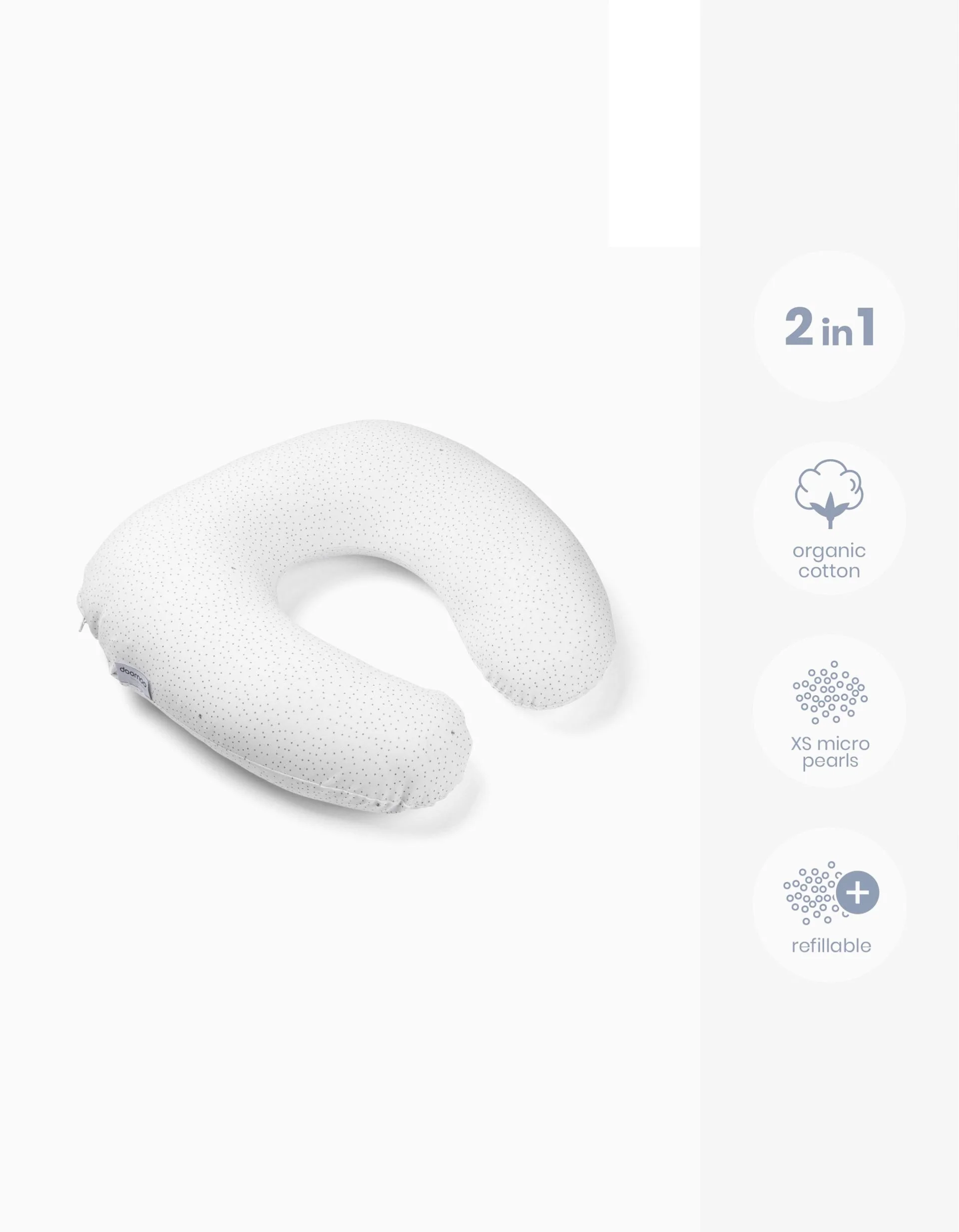 Doomoo Softy Breastfeeding Pillow, Silver Dots