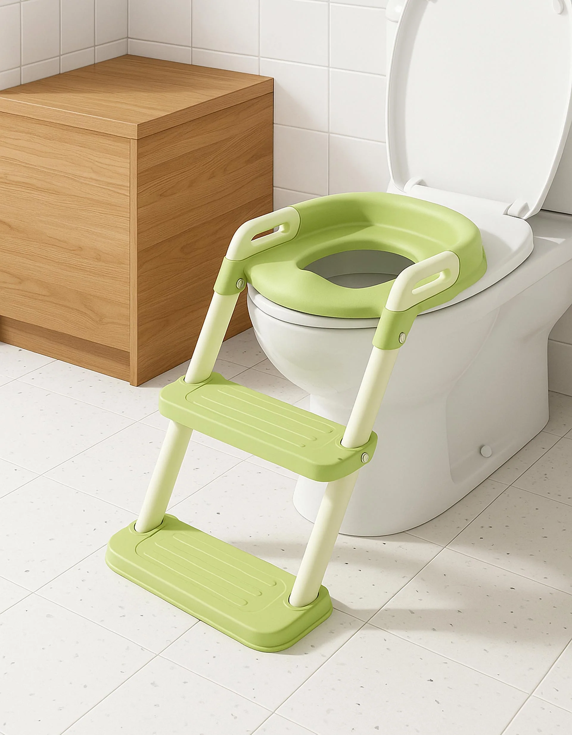 Toilet Seat Reducer with Ladder Kidz Up, Green