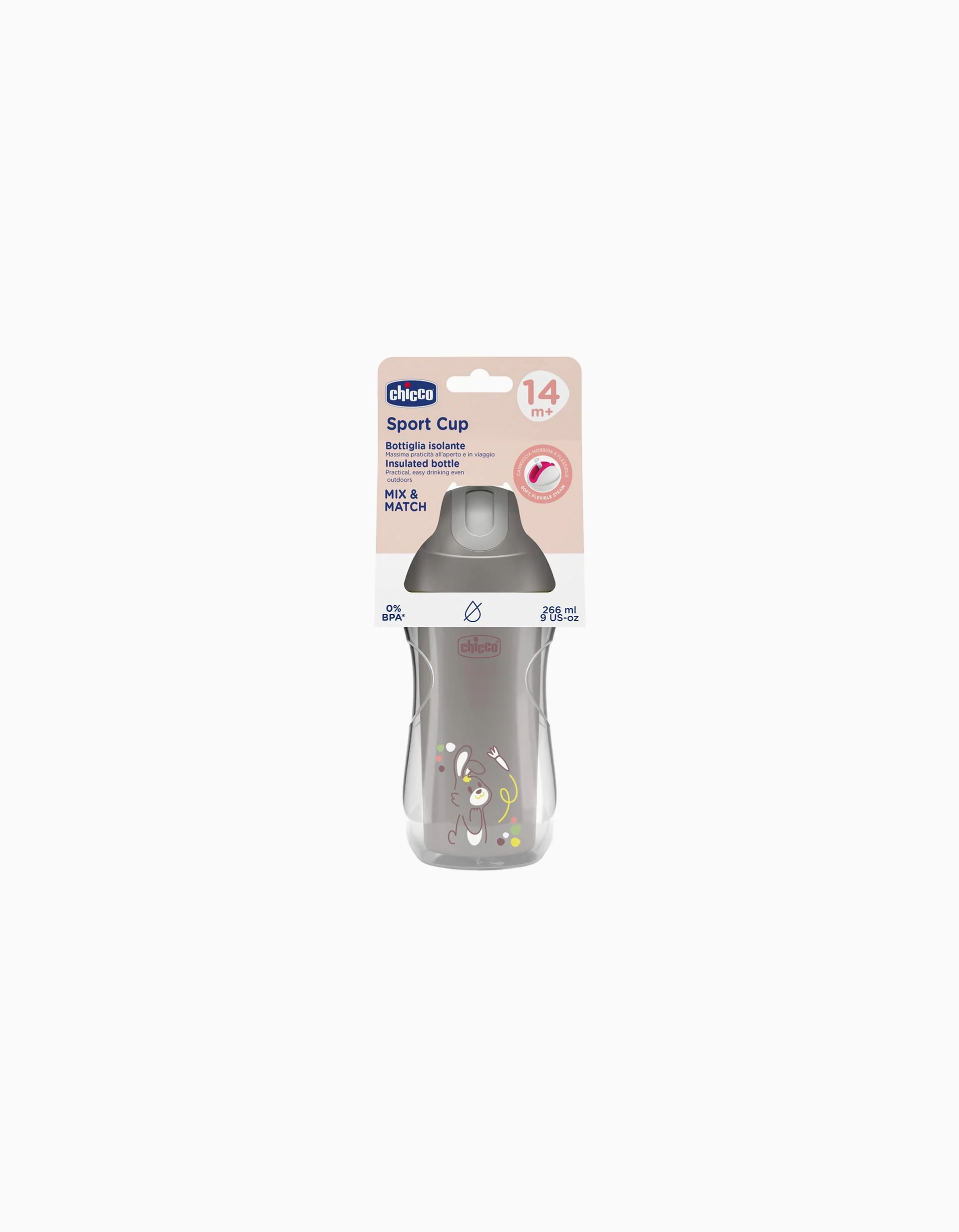 Chicco Insulated Cup with Straw 14M+, Grey