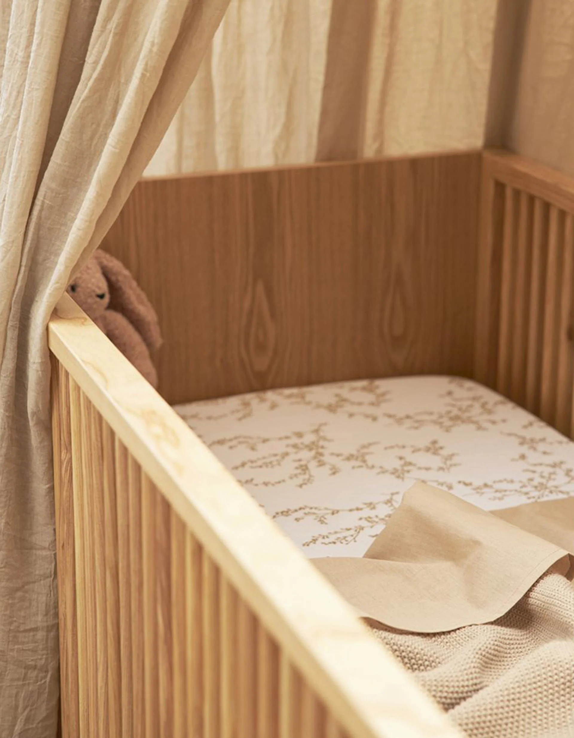 Meyco Crib Sheet 40x89 cm, Branches Sand