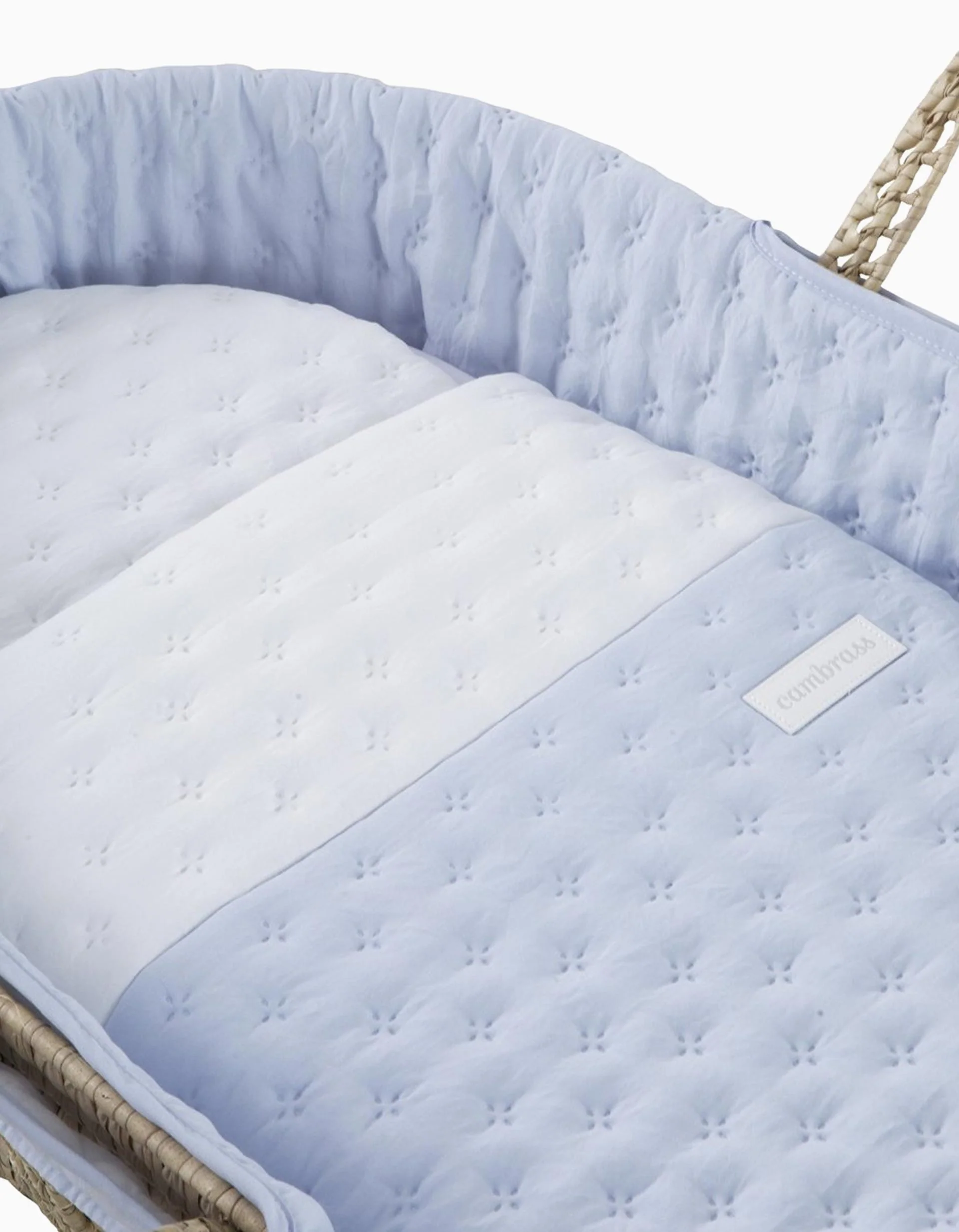 Quilted Basket Carrycot Cambrass 39x80x25 cm, Soft Blue