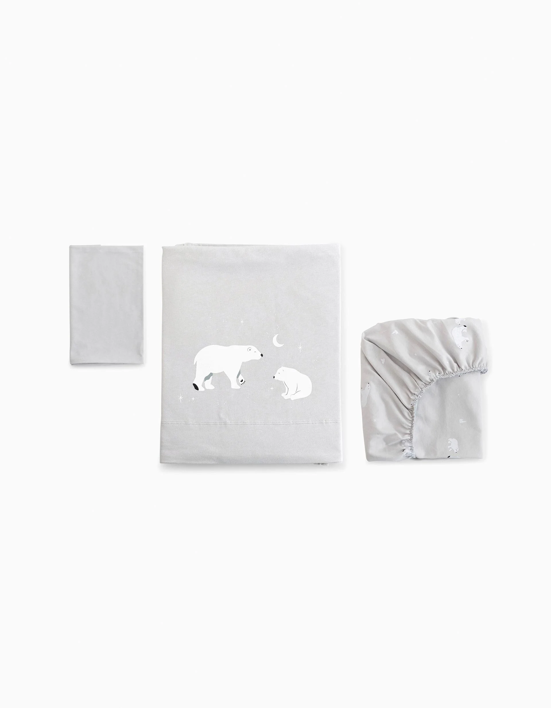 Cotton Bedding Set 3 Pcs Bonjour Bebe 60x120 Cm, Polaris Grey