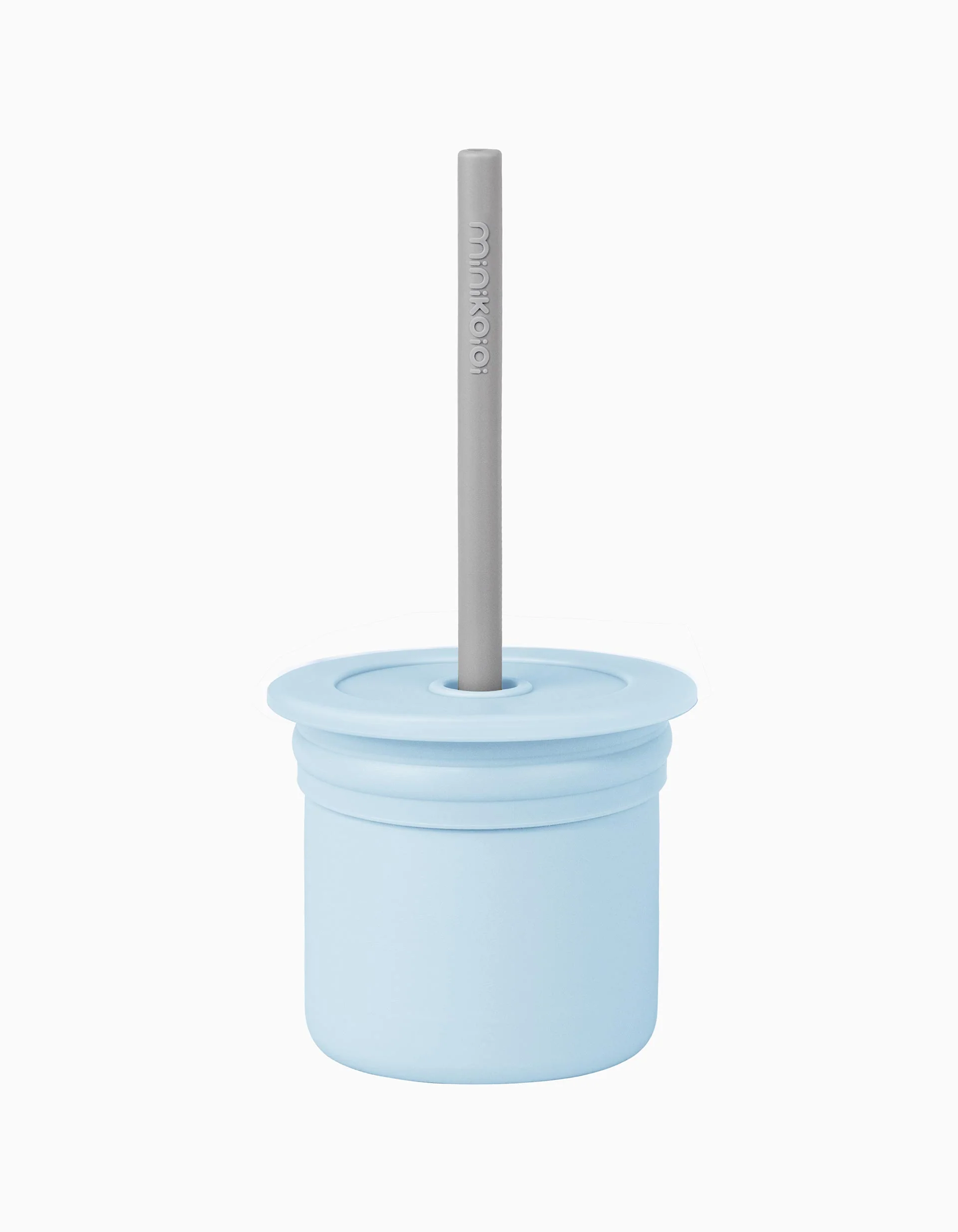Snack Cup with Straw Blue/Grey Minikoioi 6M+