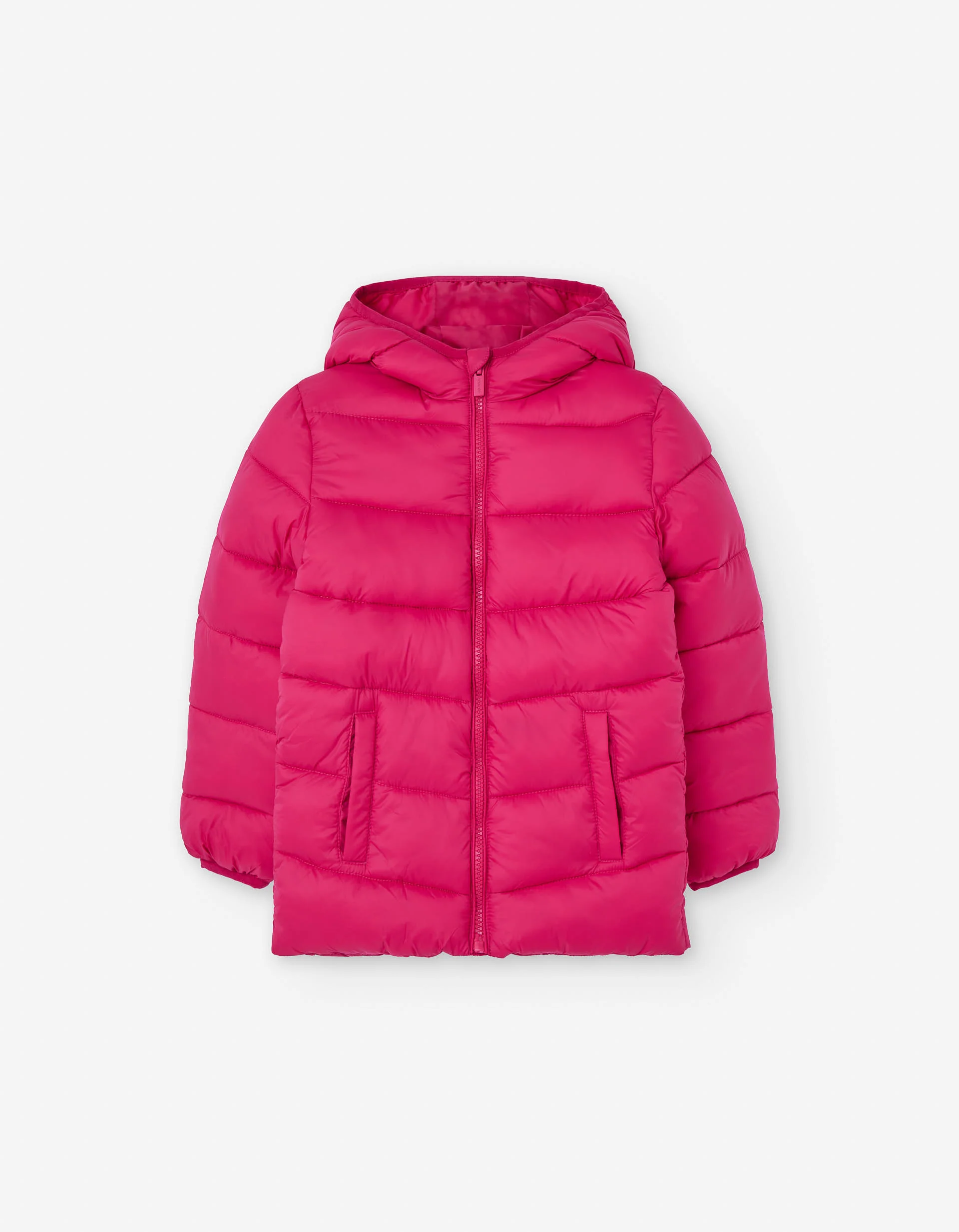 Hooded puffer jacket for girls, fuchsia pink