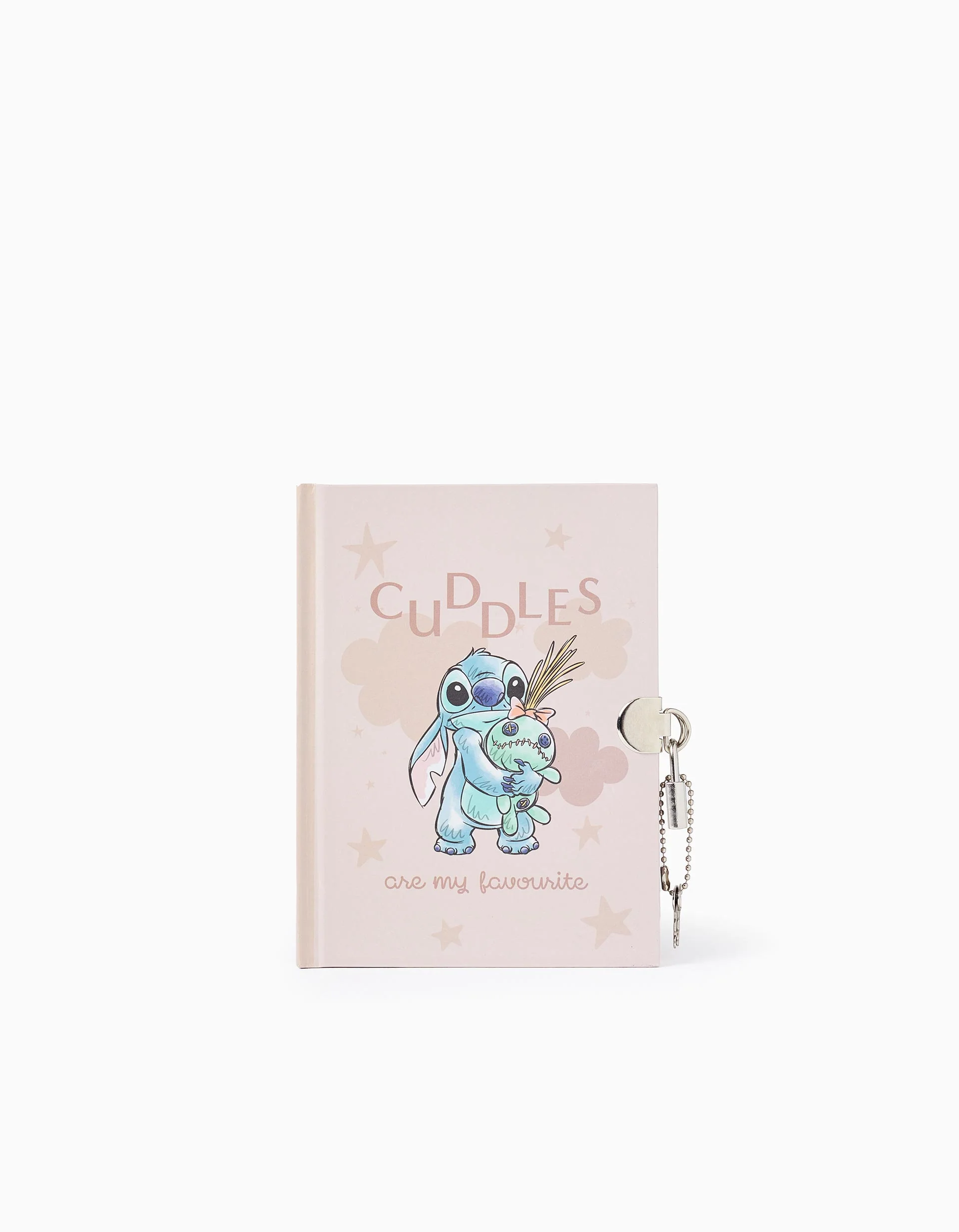 Stitch Diary with Padlock and Keys for Girls, Pink/Beige Assorted