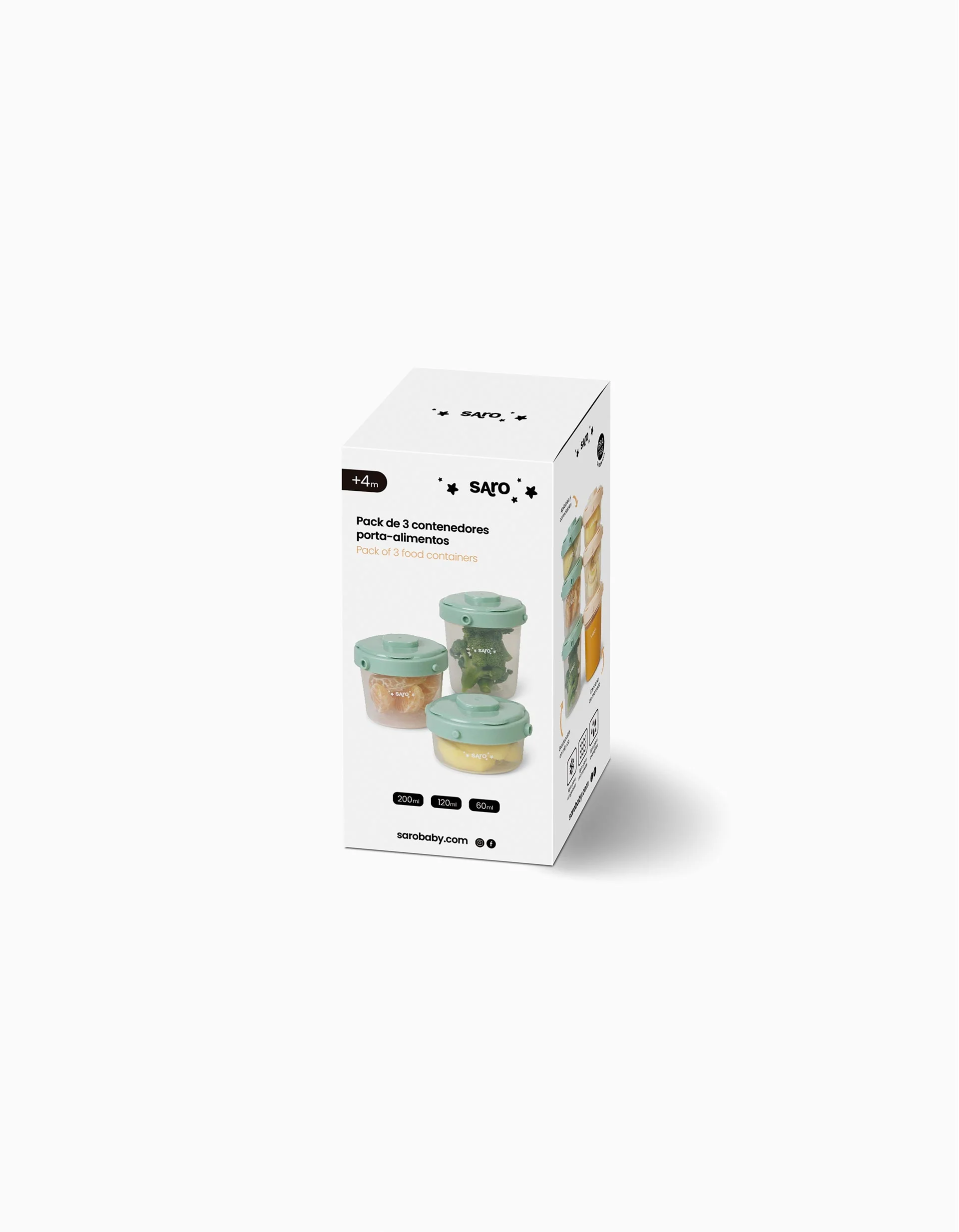 Pack of 3 Food Containers Saro, Hunter Mint