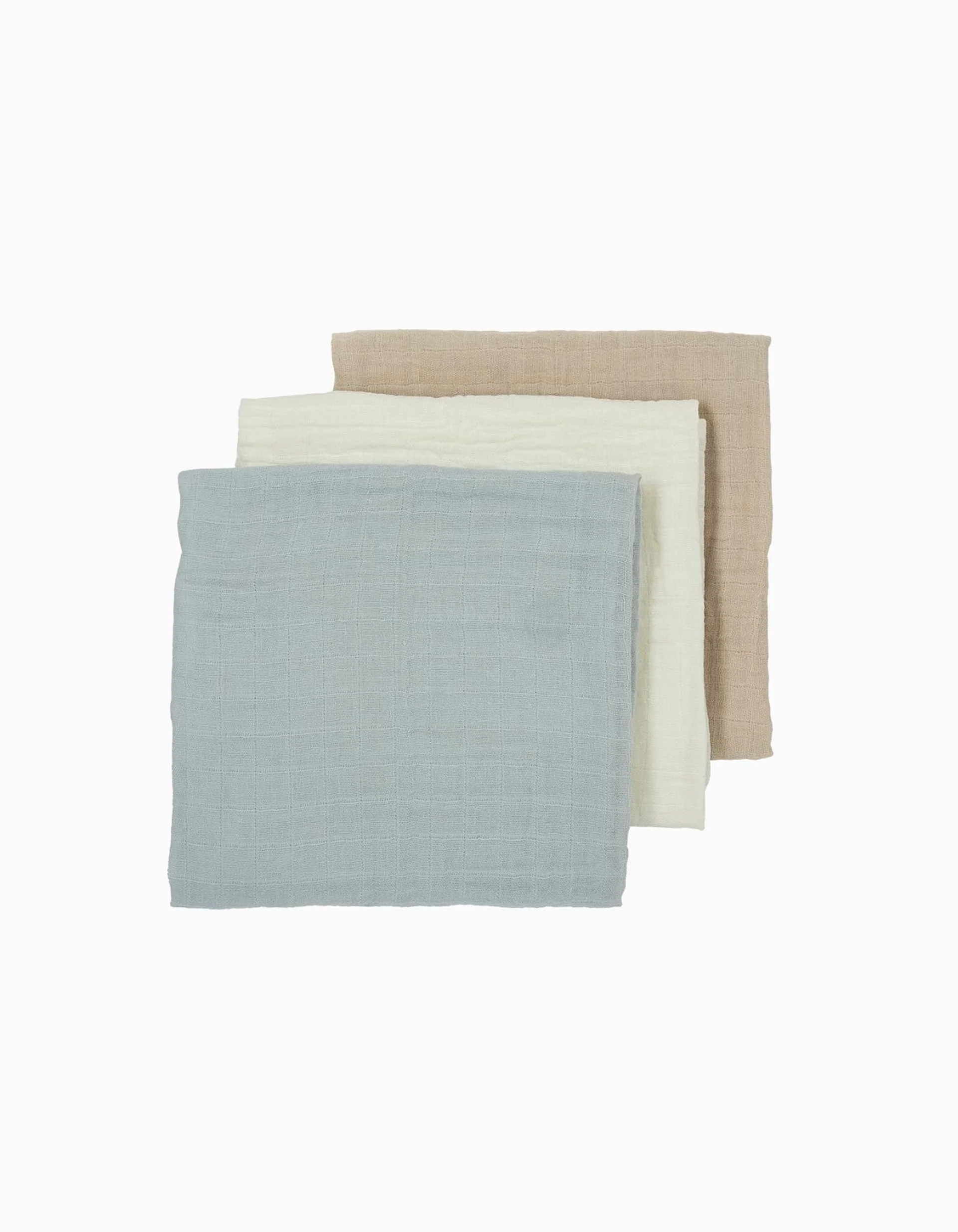 Pack of 3 Meyco Muslin Squares 70x70 cm, Grey/Sand