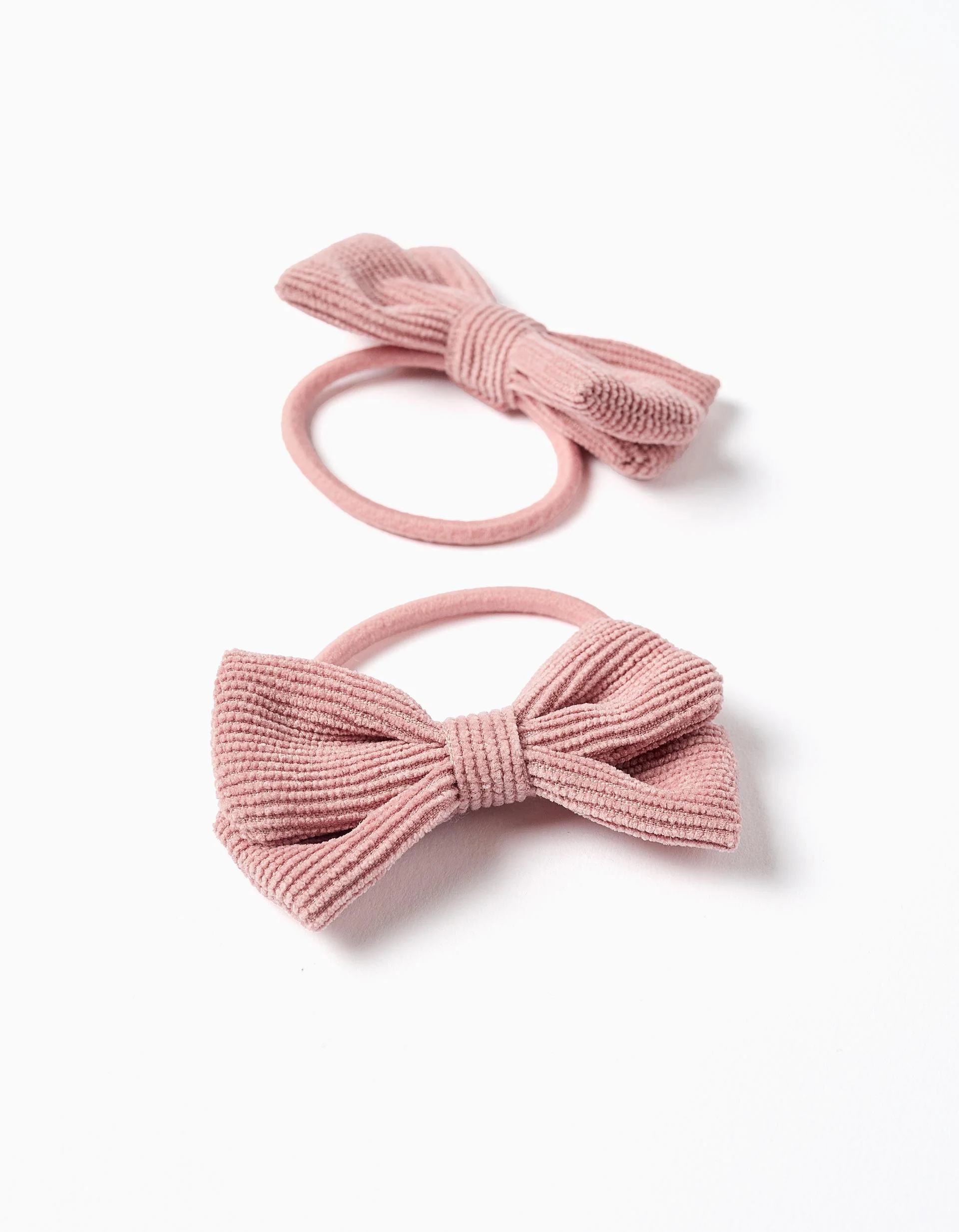 Pack of 2 Hairbands with Corduroy Bow for Girls, Pink