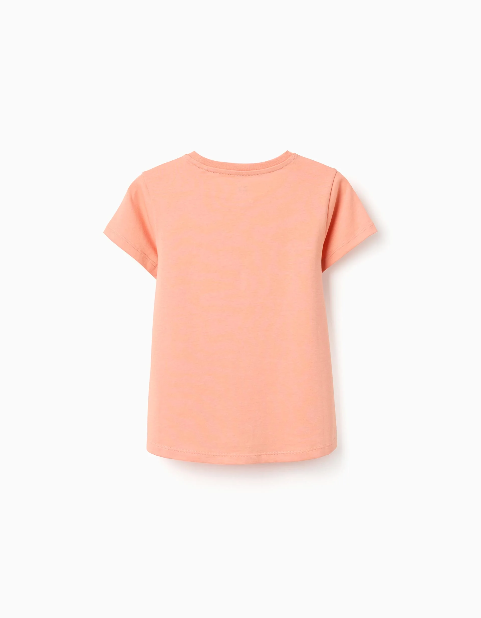 Cotton T-shirt with Stockholm Print for Girls, Light Orange