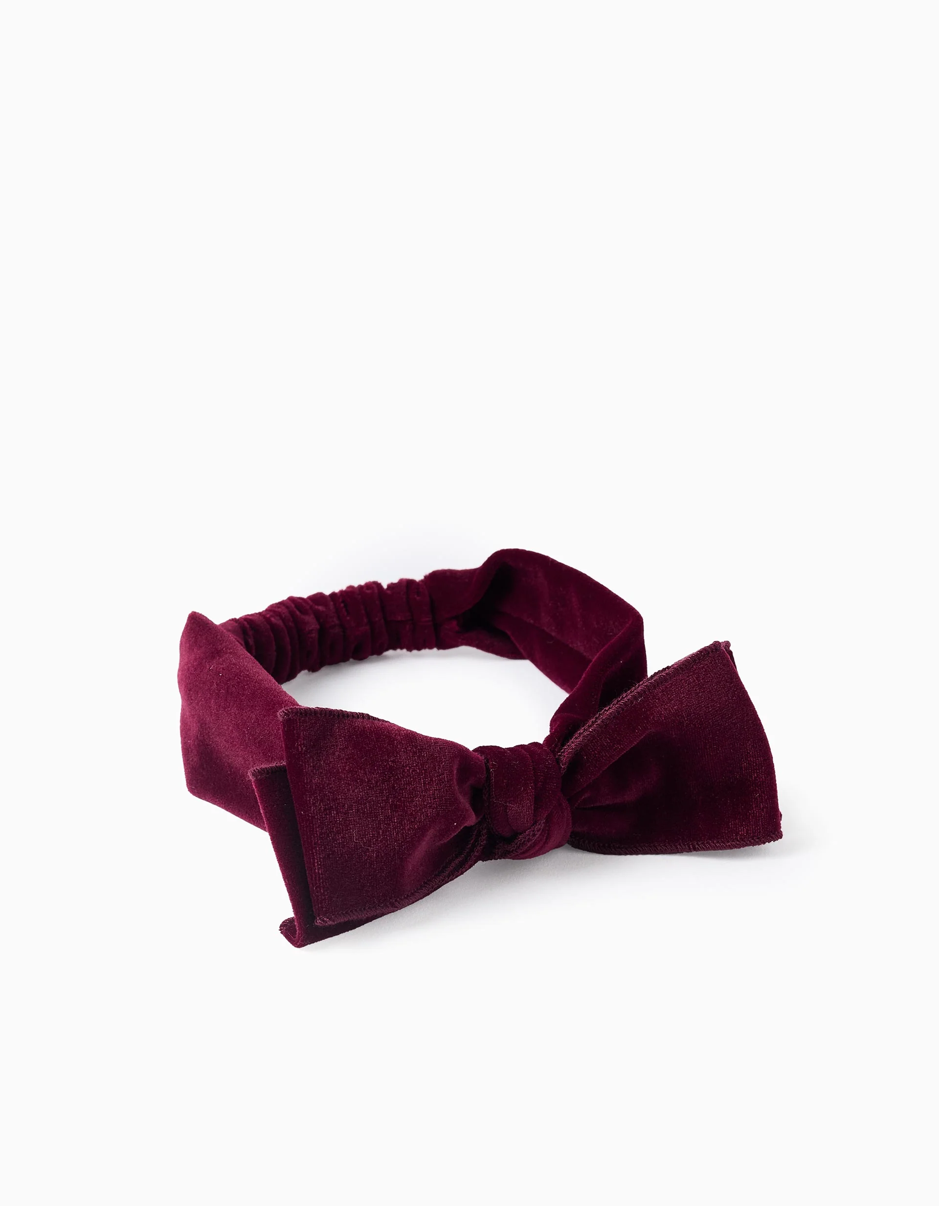 Velvet headband with bow for babies and girls, burgundy