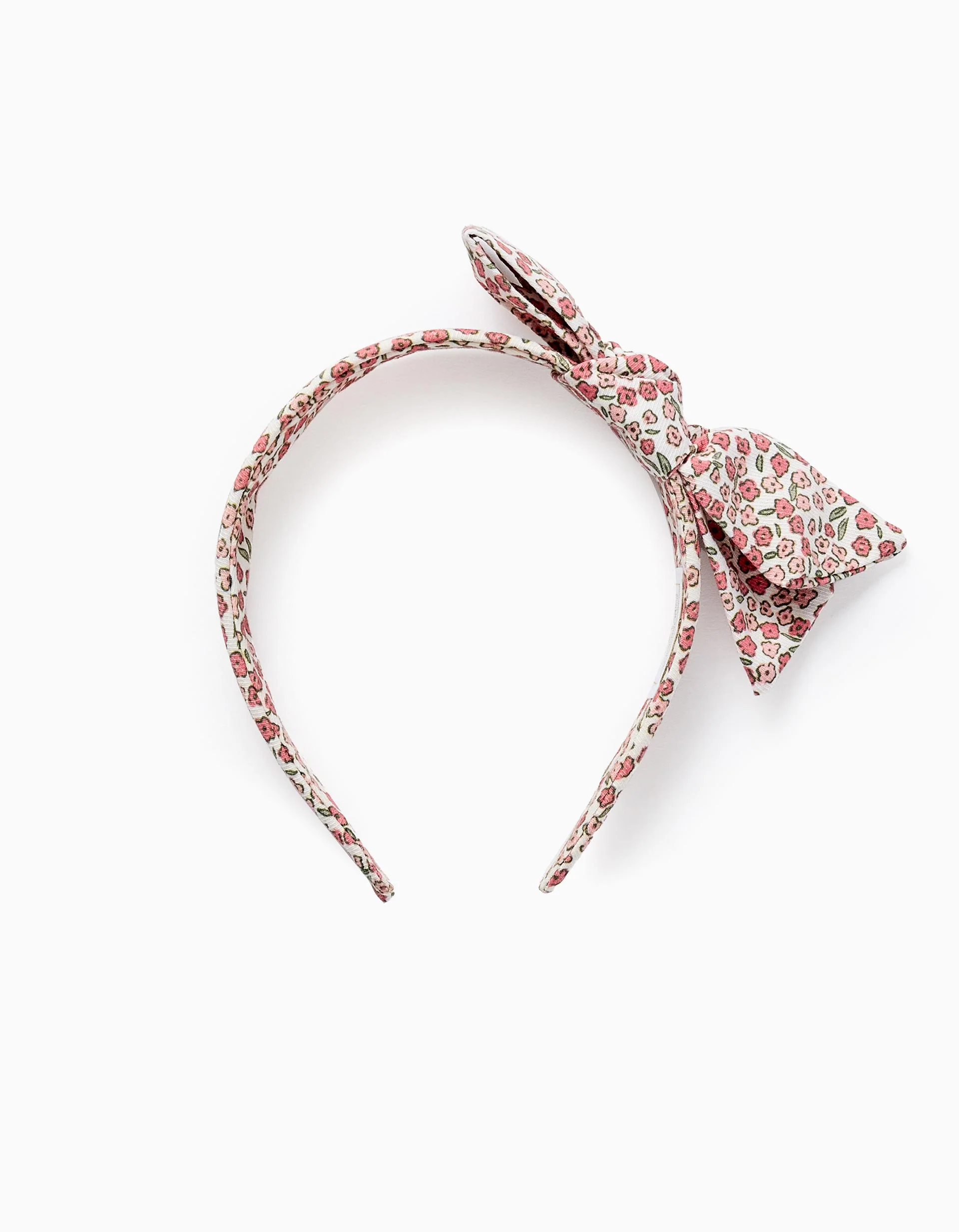 Floral Headband with Bow for Babies and Girls, White/Pink