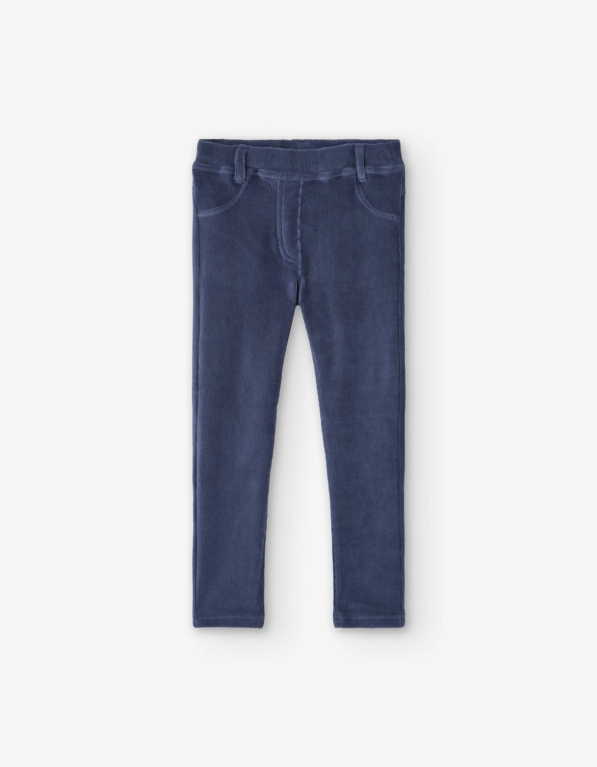 Corduroy leggings with belt loops for girls, blue