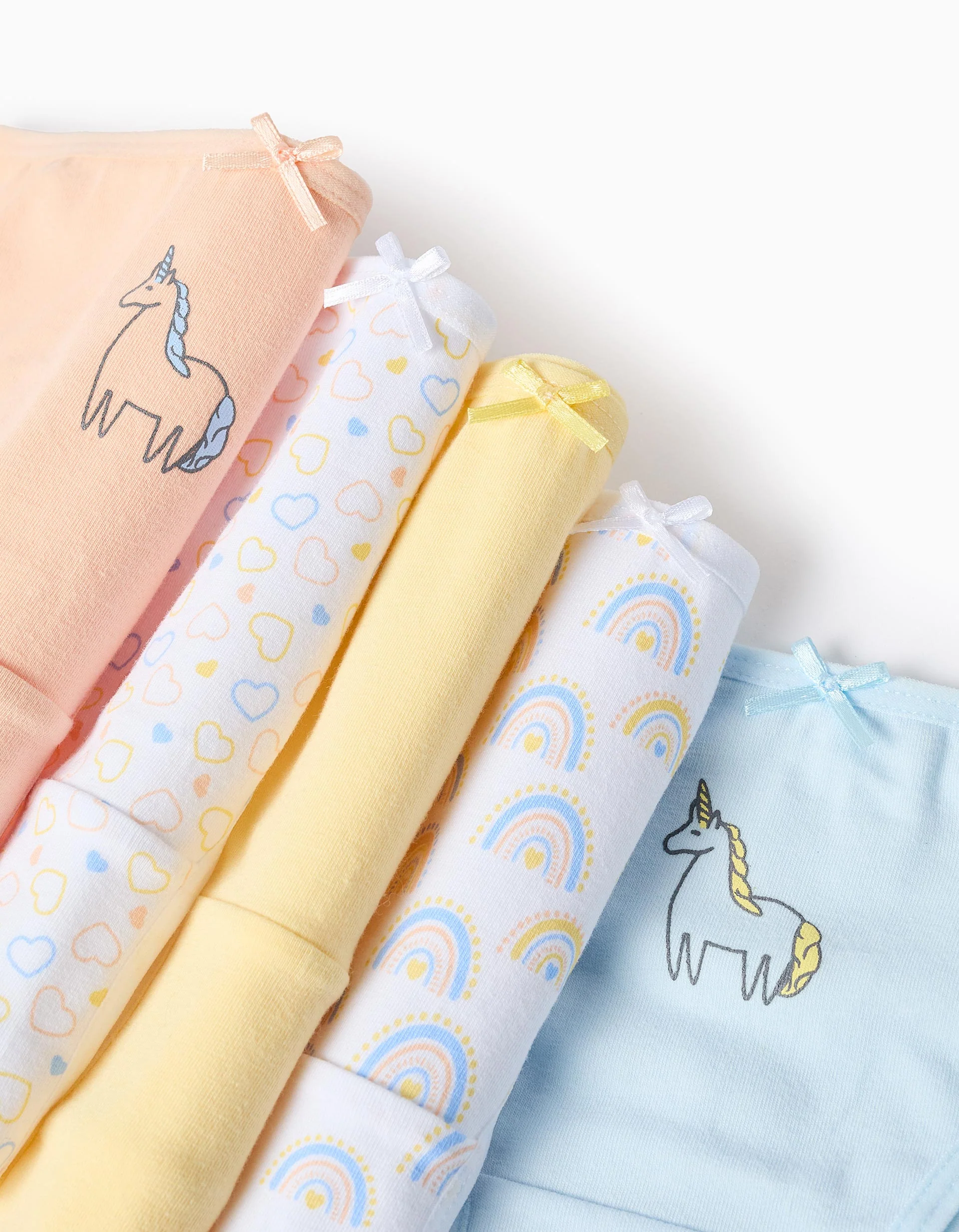 Pack of 5 Briefs for Girls 'Rainbow & Unicorn', Multicolour