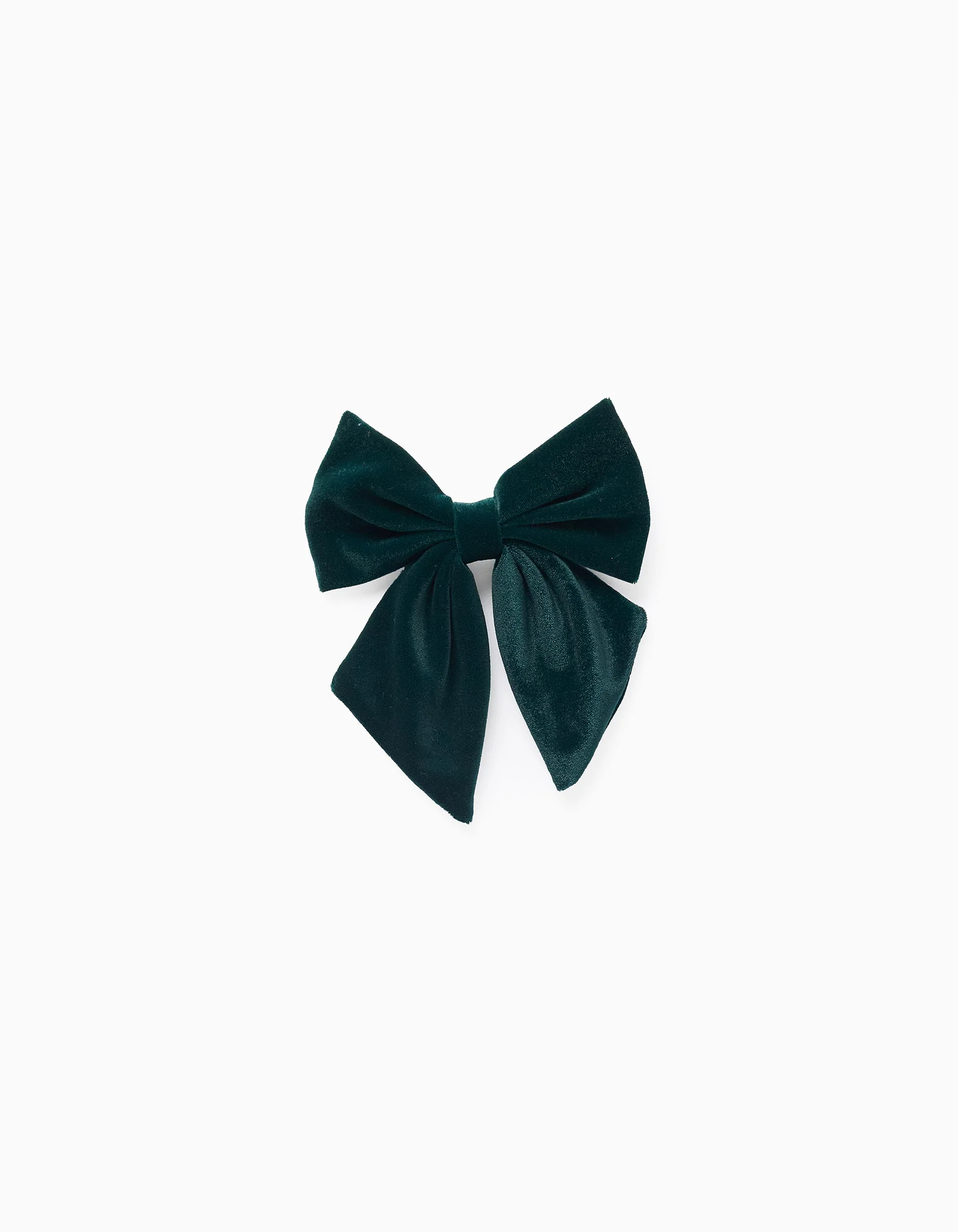 Hair Clip with Velour Bow for Babies and Girls, Dark Green
