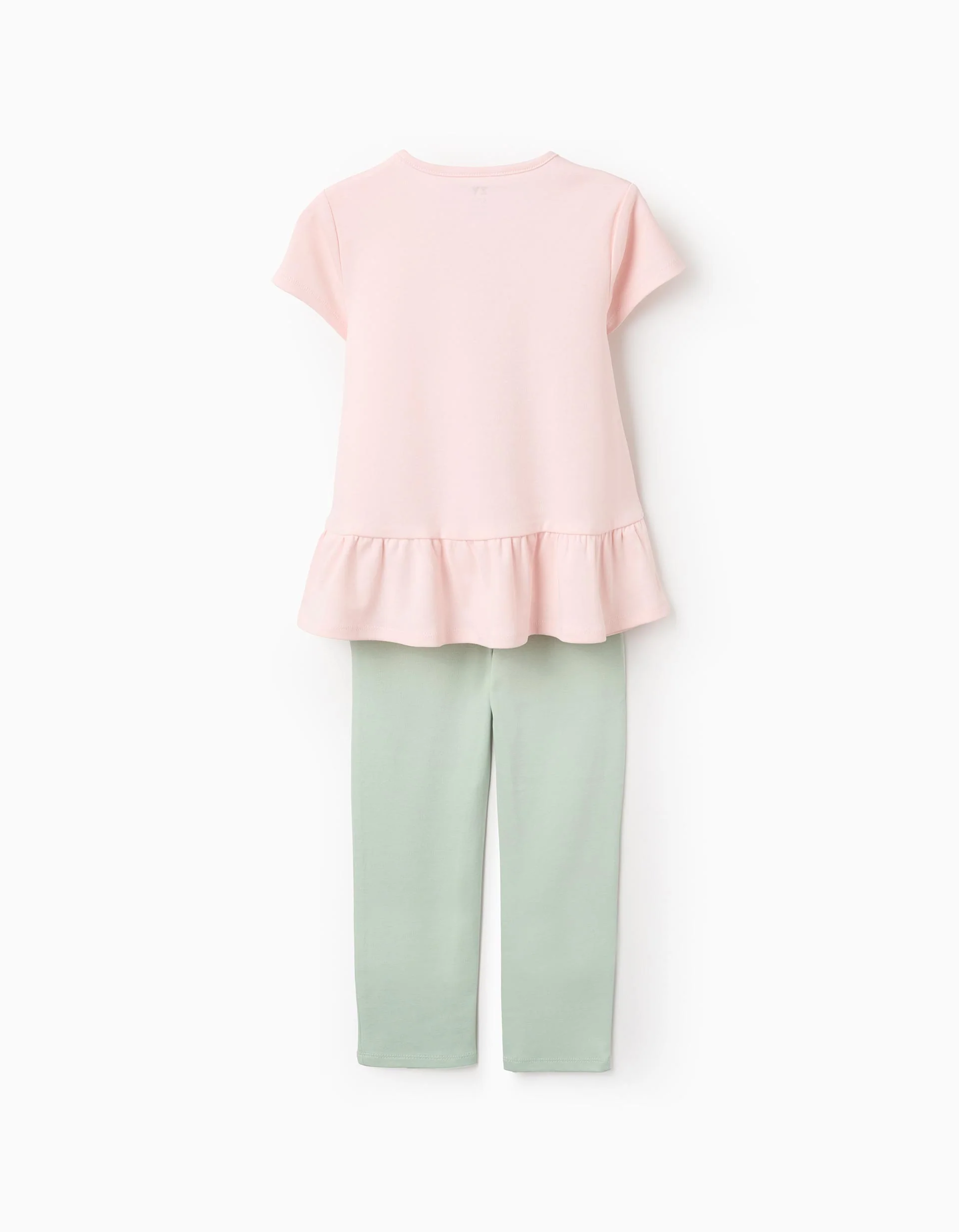 Cotton Pyjama with Bunny Mask for Girls, Pink/Green