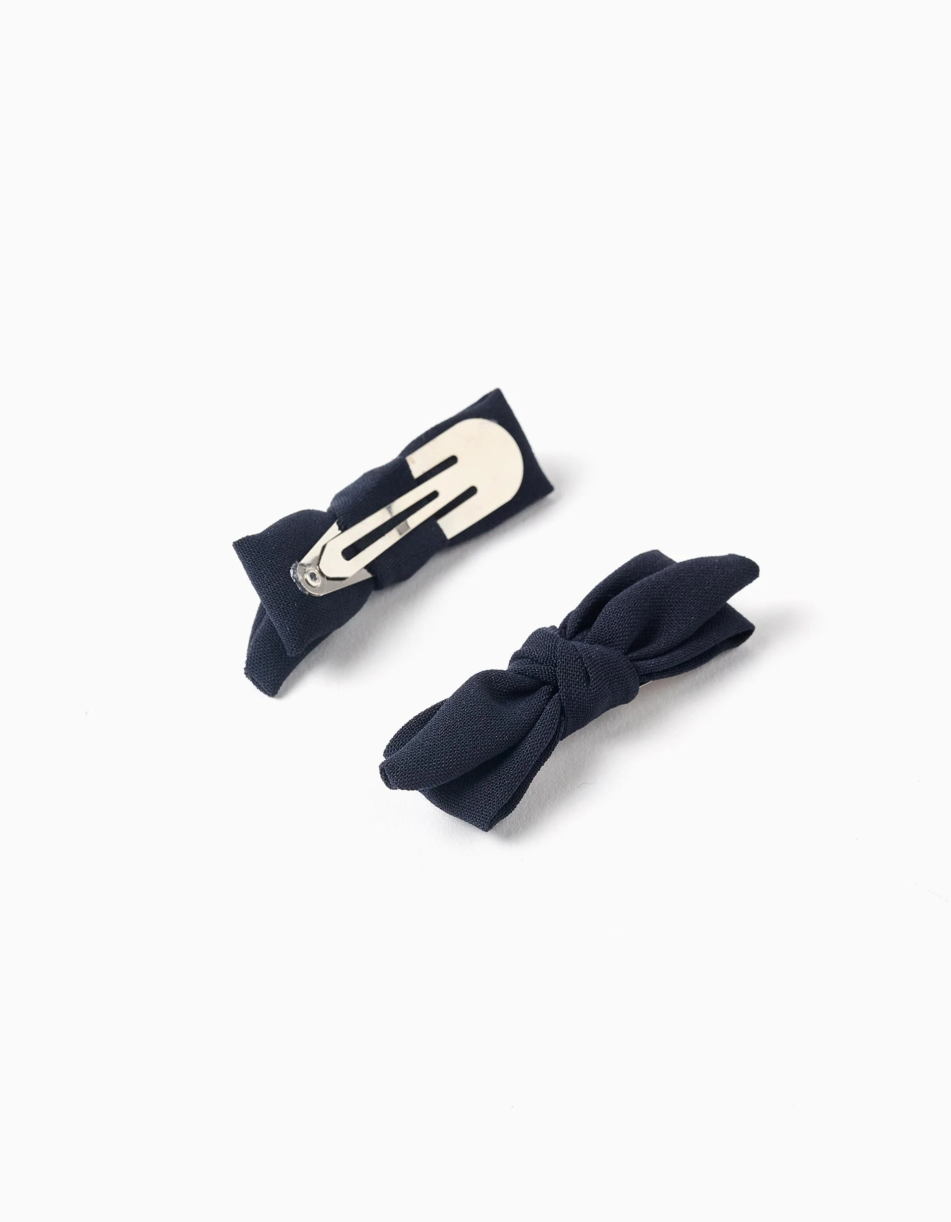 Pack of 2 Hair Clips with Bow in Cotton for Girls, Dark Blue
