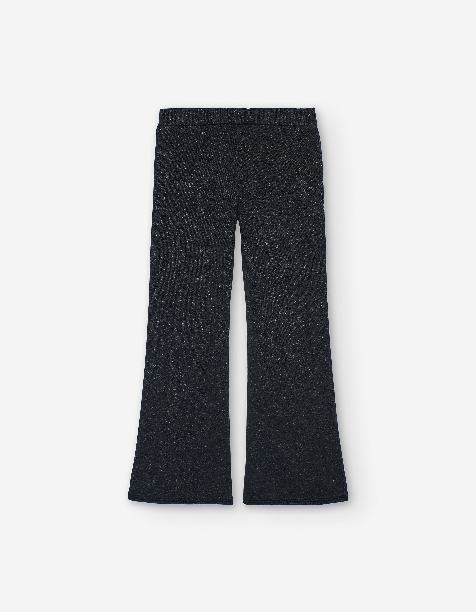 Flared denim leggings with lurex threads for girls, black