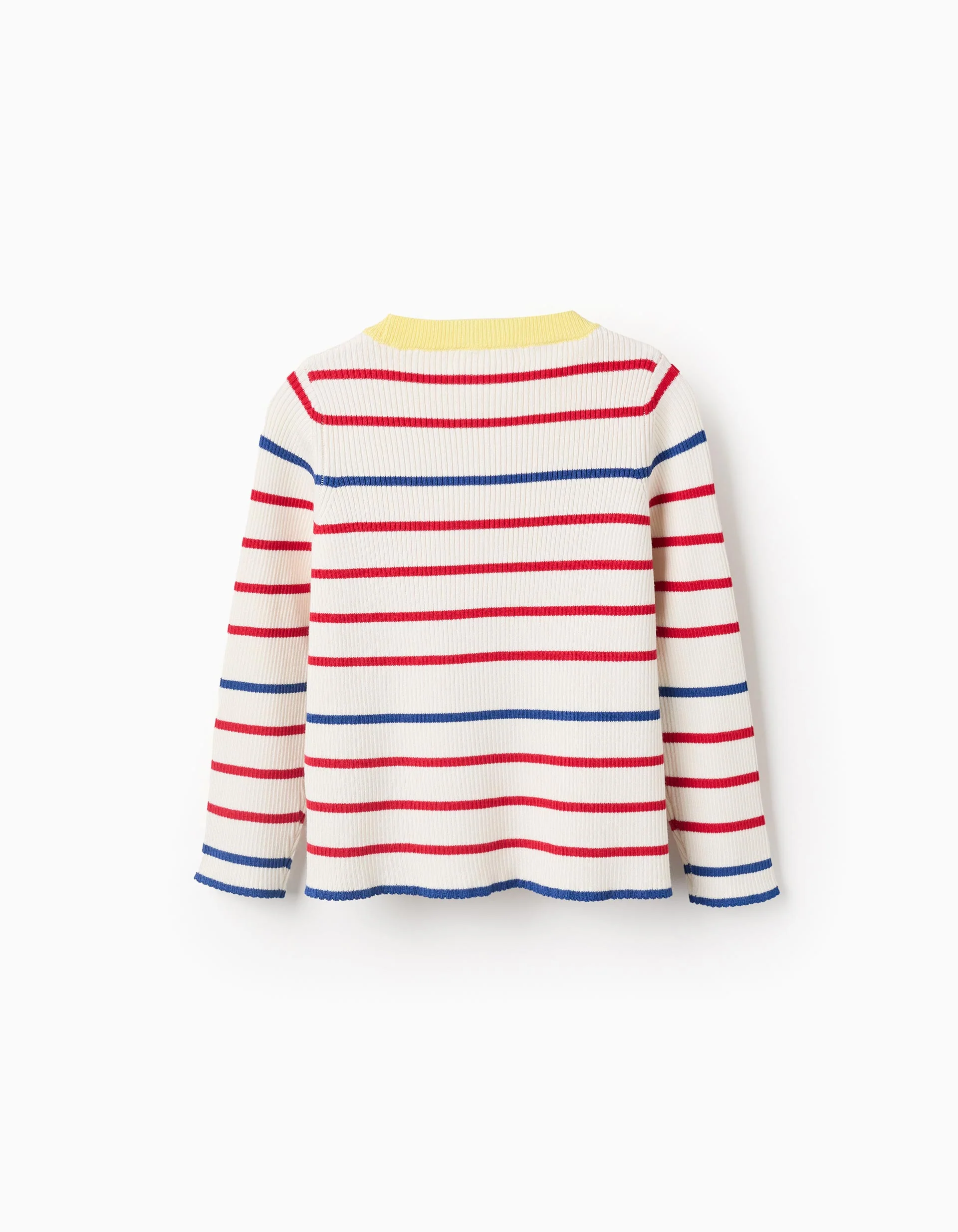 Striped Ribbed Jumper for Girls, Beige/Red/Blue